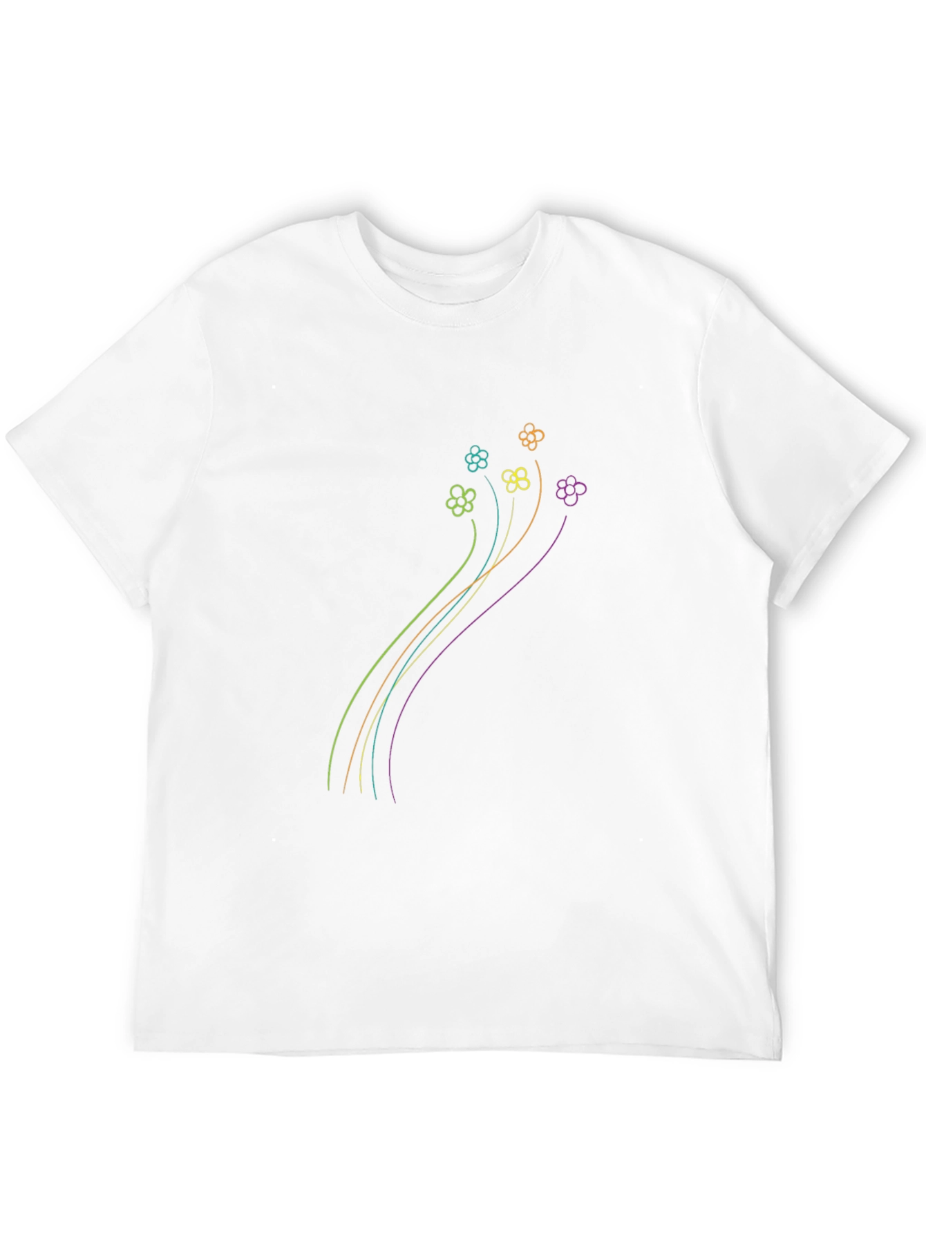 Floral Line Art Graphic Black T-Shirt