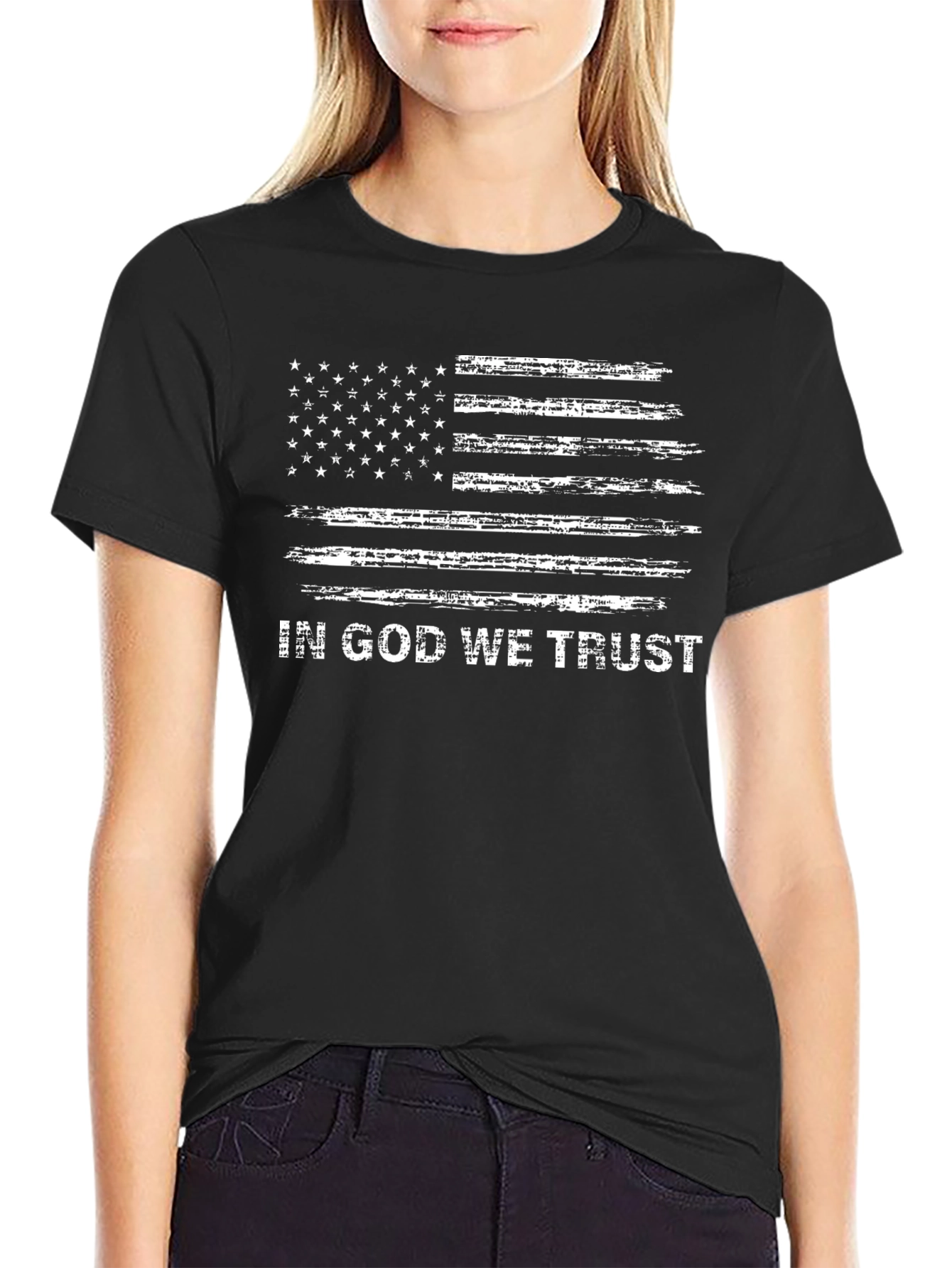American Flag In God We Trust Graphic Tee