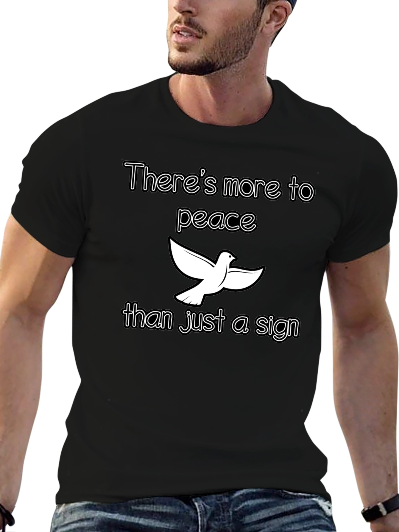 Peace Dove Graphic T-Shirt - Black Cotton Tee