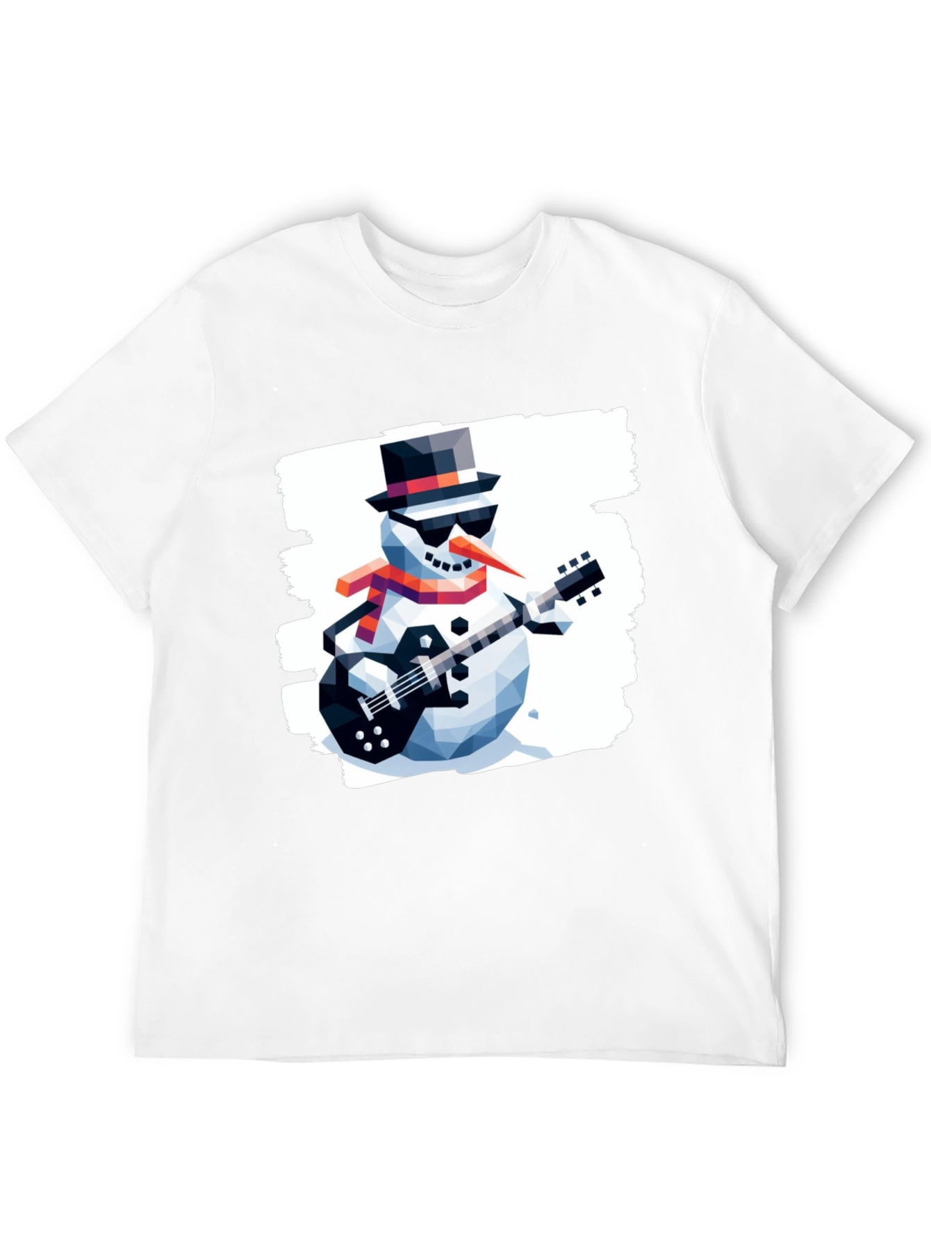 Snowman Guitarist Graphic Tee - Cool Winter Style