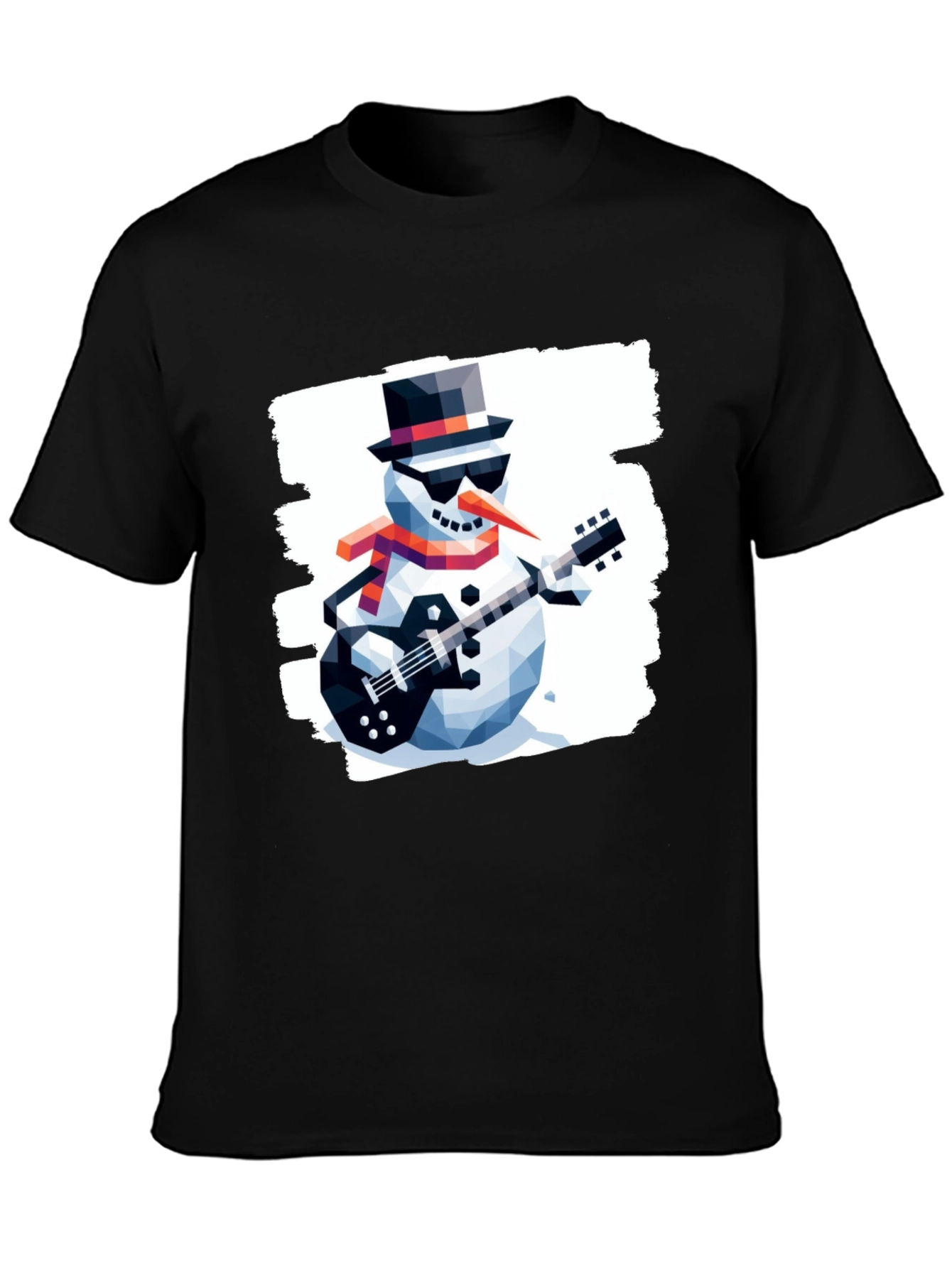 Snowman Guitarist Graphic Tee - Cool Winter Style