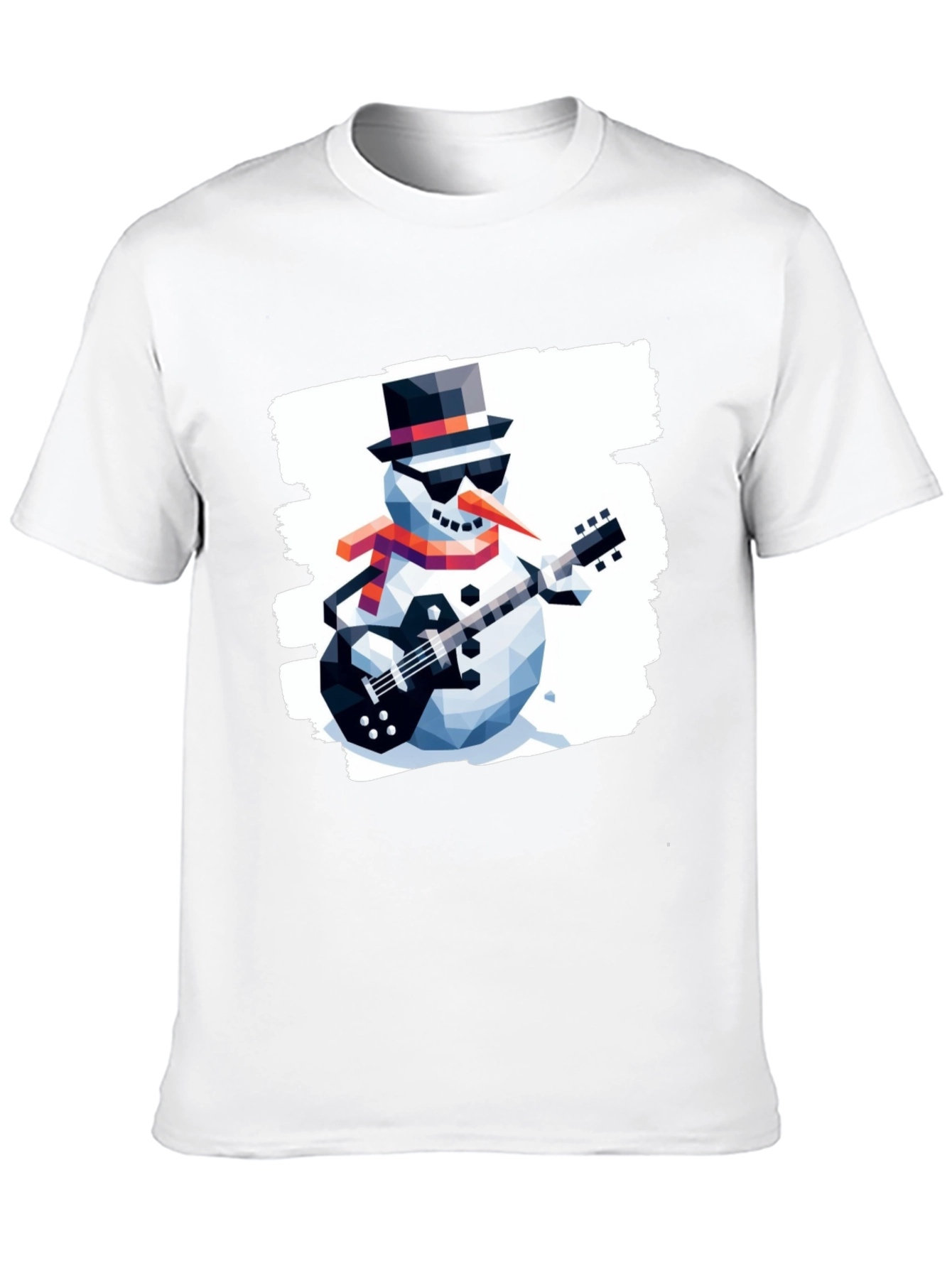 Snowman Guitarist Graphic Tee - Cool Winter Style