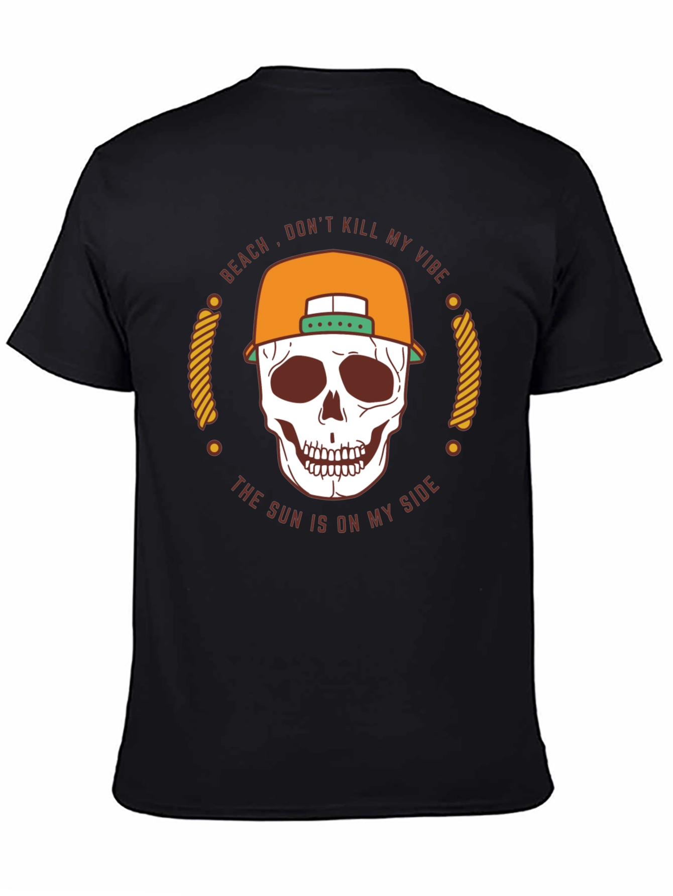 Beach Vibe Skull T-Shirt - Mens Black Graphic Tee