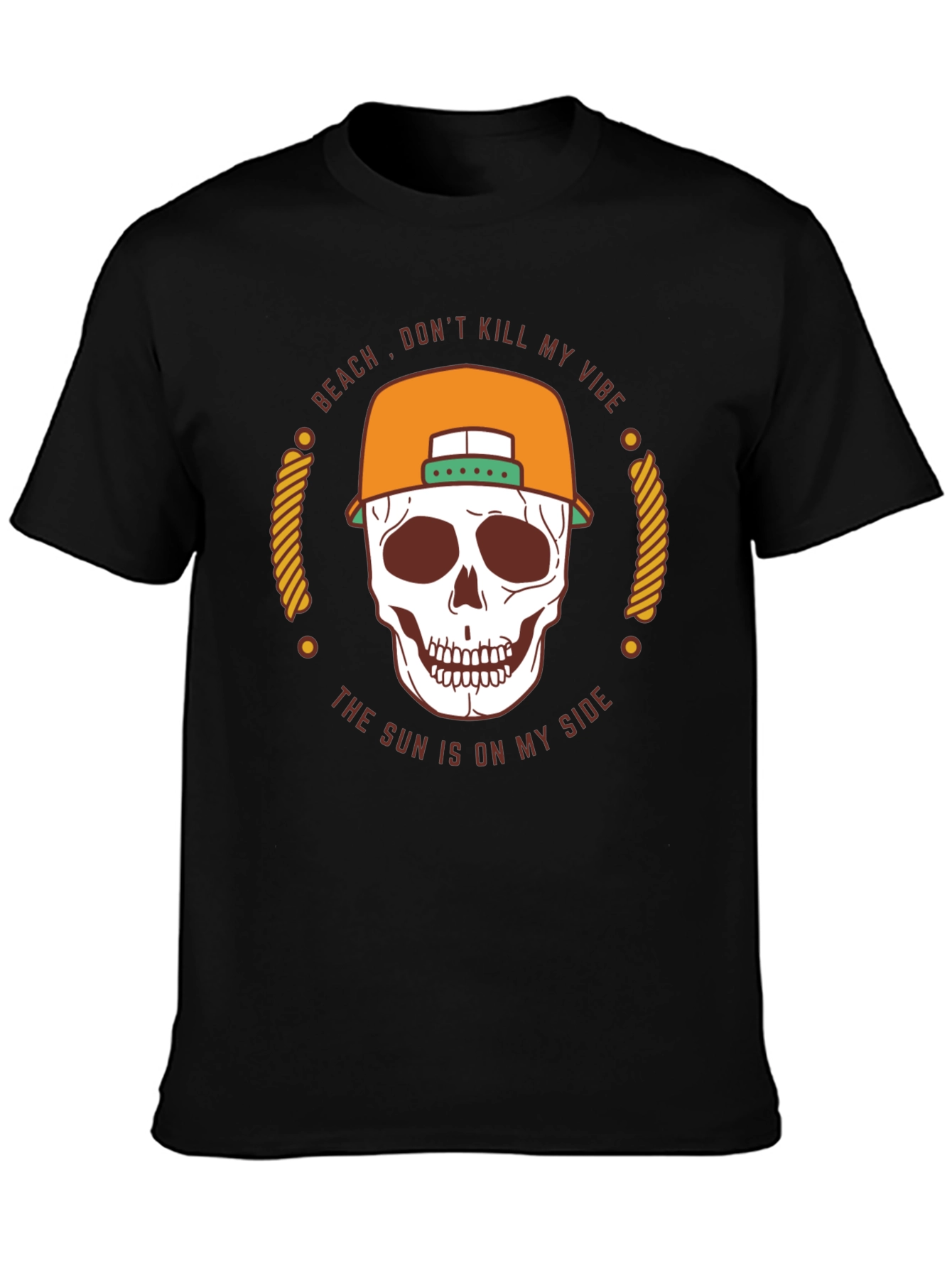 Beach Vibe Skull T-Shirt - Mens Black Graphic Tee