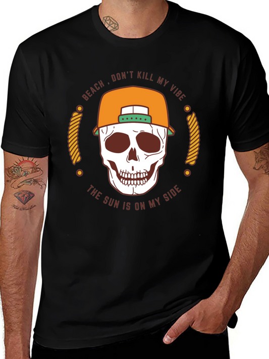 Beach Vibe Skull T-Shirt - Mens Black Graphic Tee