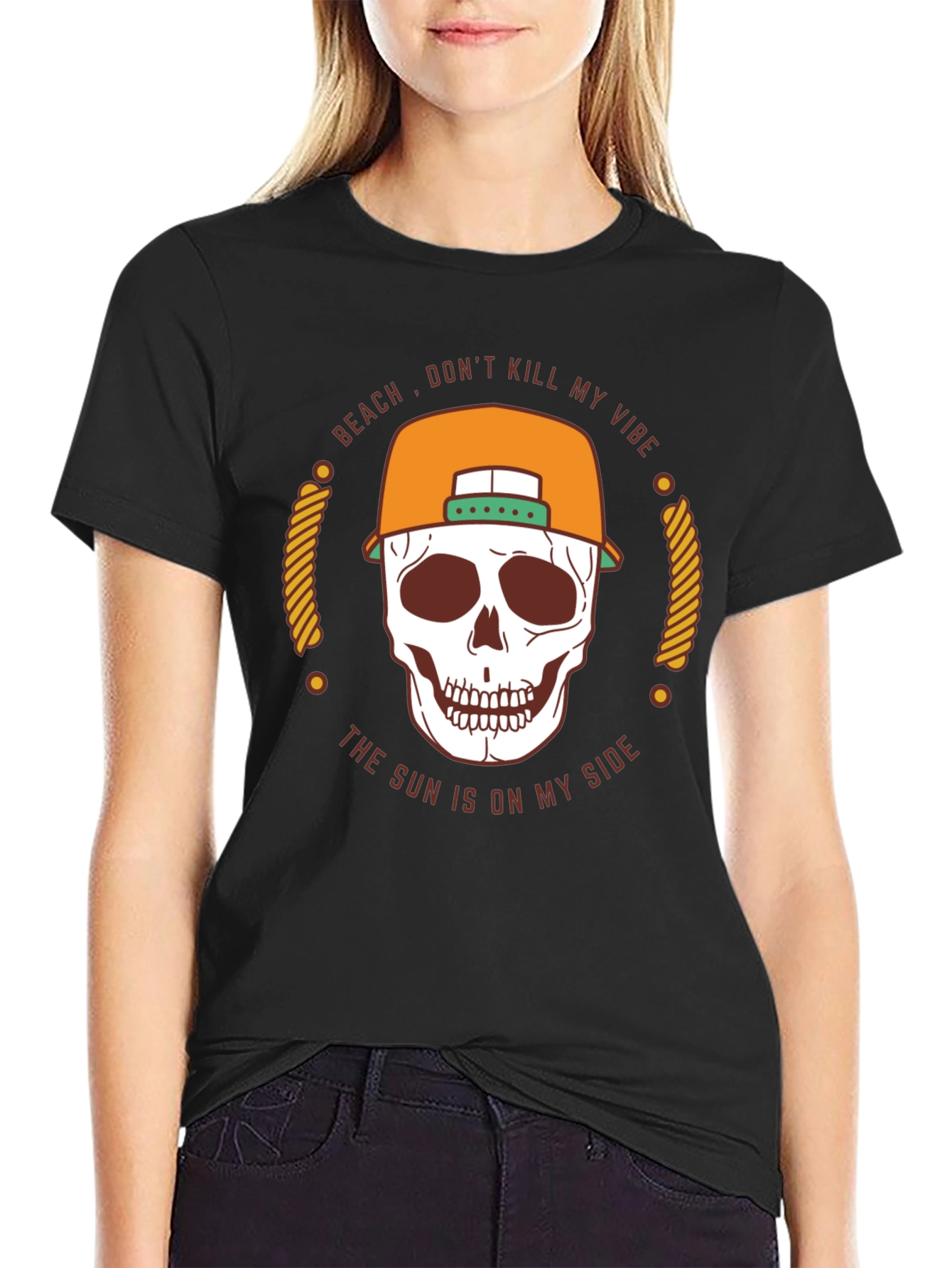 Beach Vibe Skull T-Shirt - Mens Black Graphic Tee