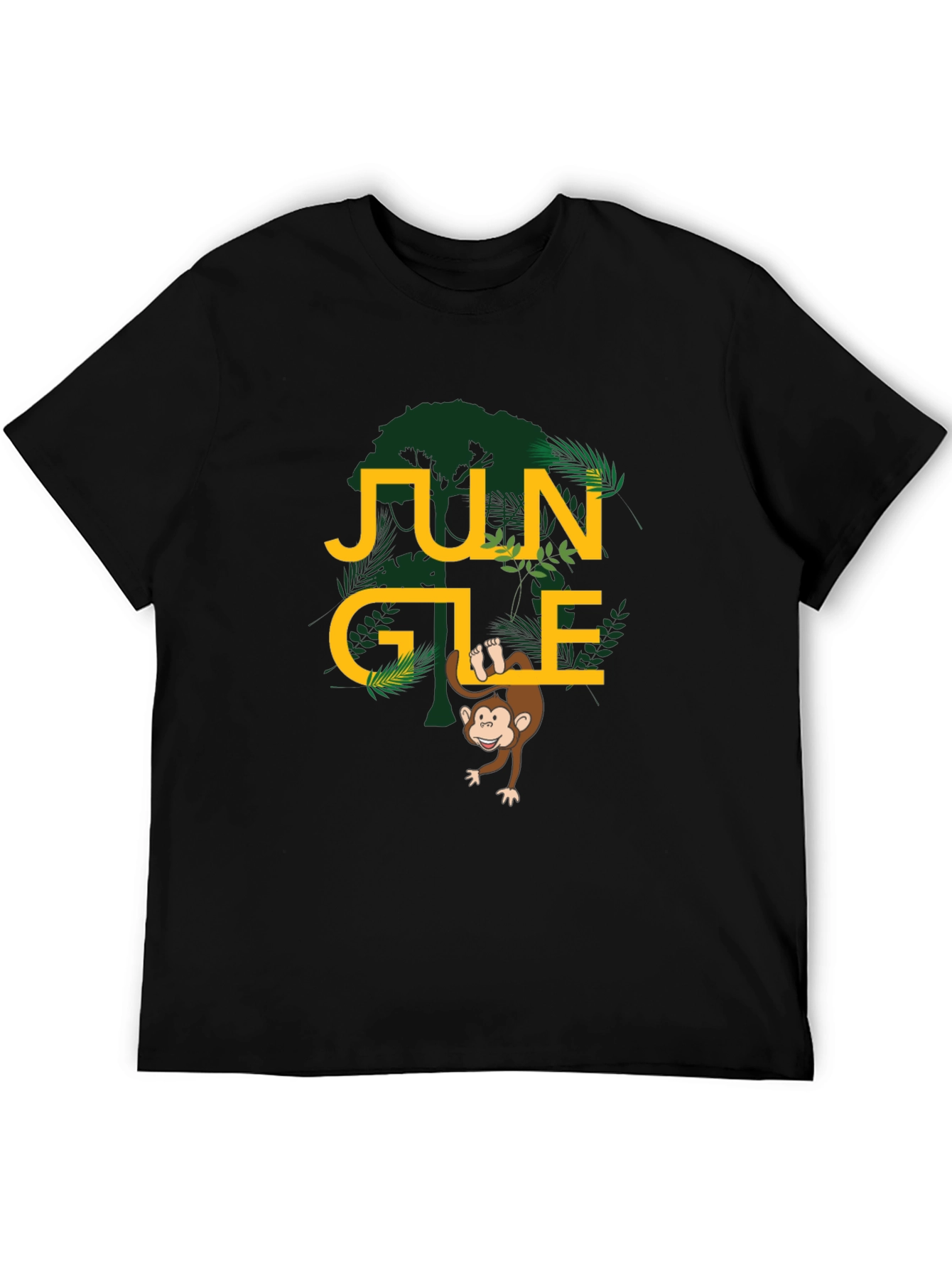 Jungle Monkey Graphic Tee - Black Cotton T-Shirt