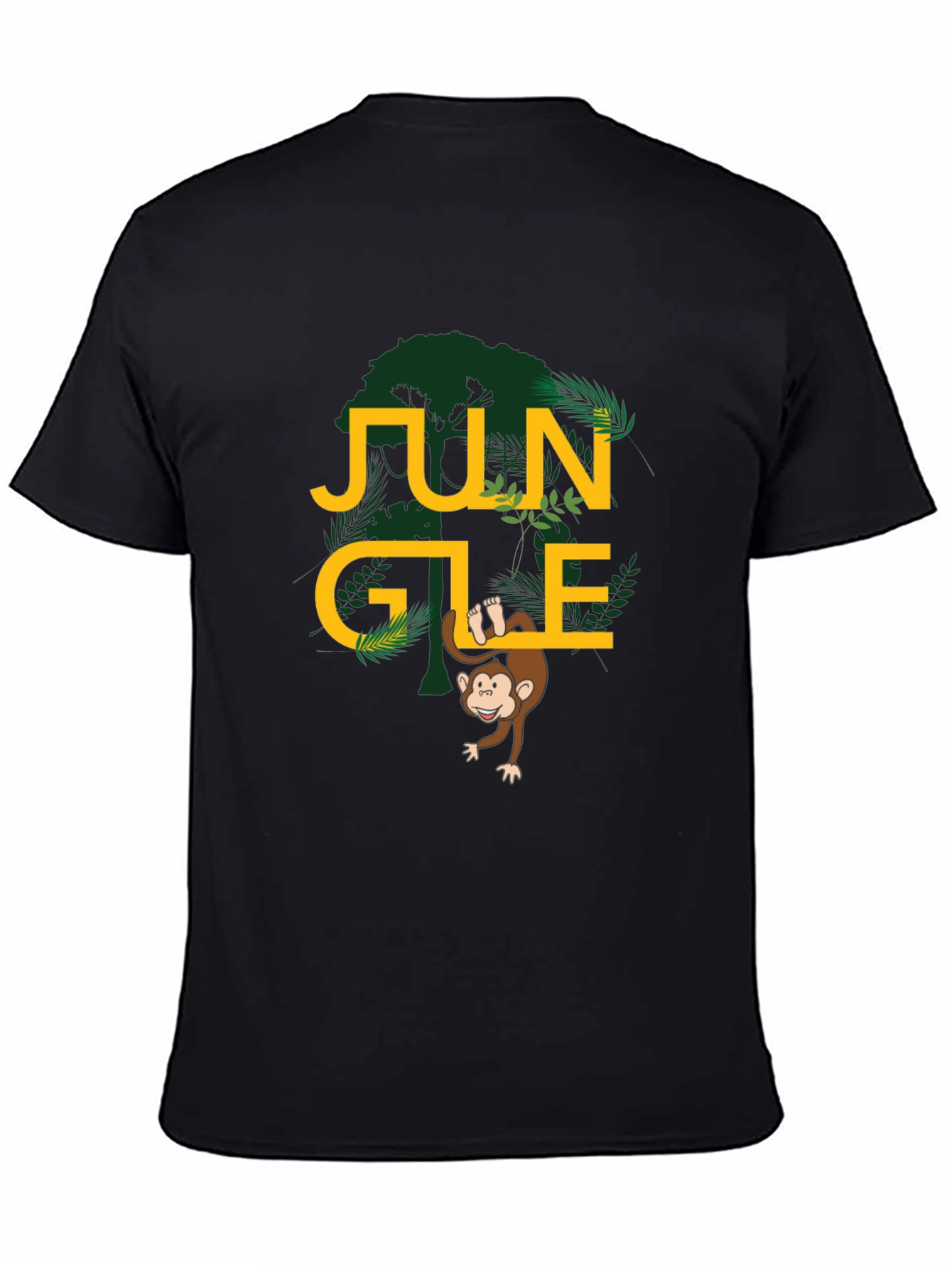 Jungle Monkey Graphic Tee - Black Cotton T-Shirt
