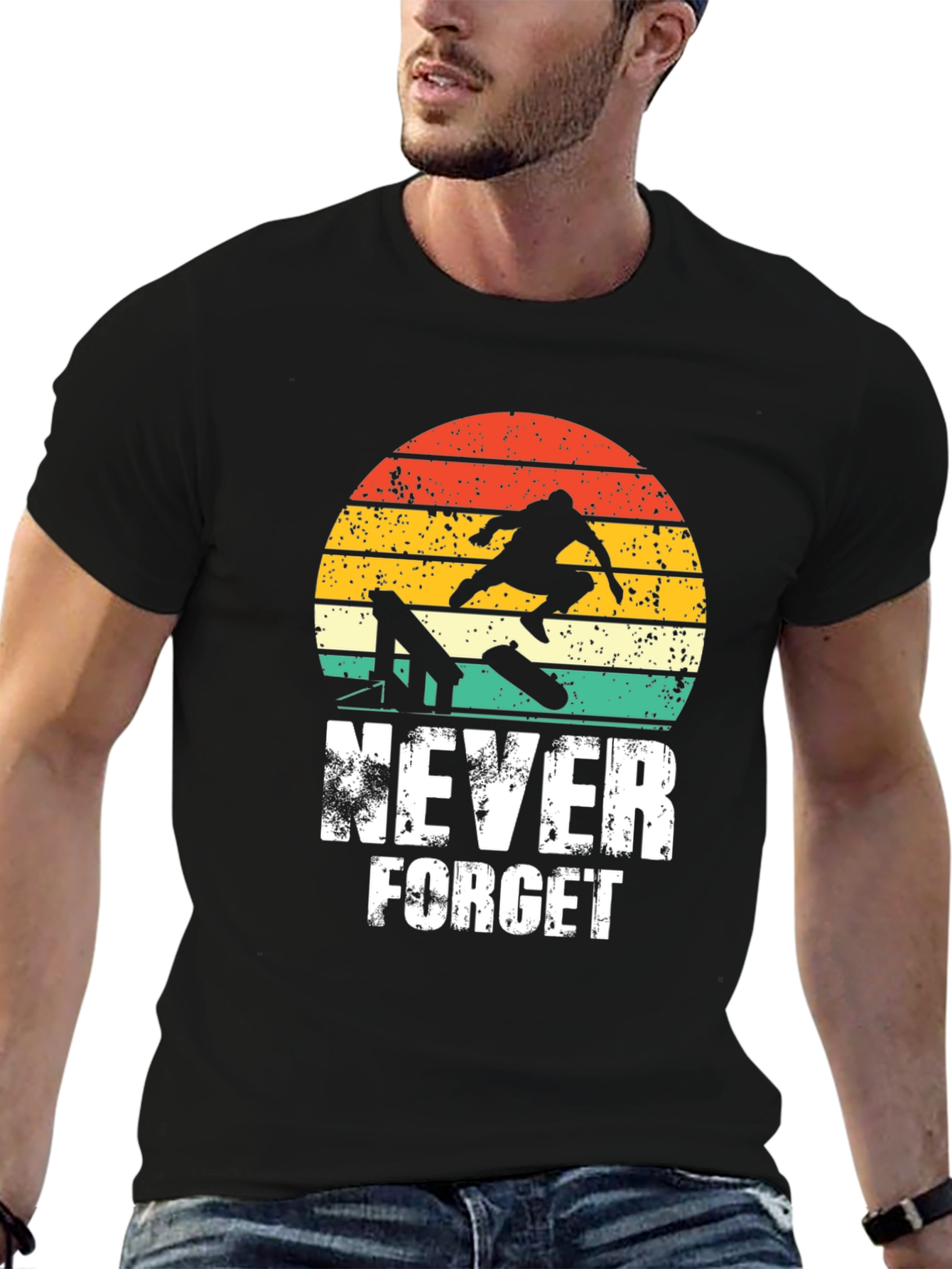 Retro Skateboard Never Forget Graphic Tee