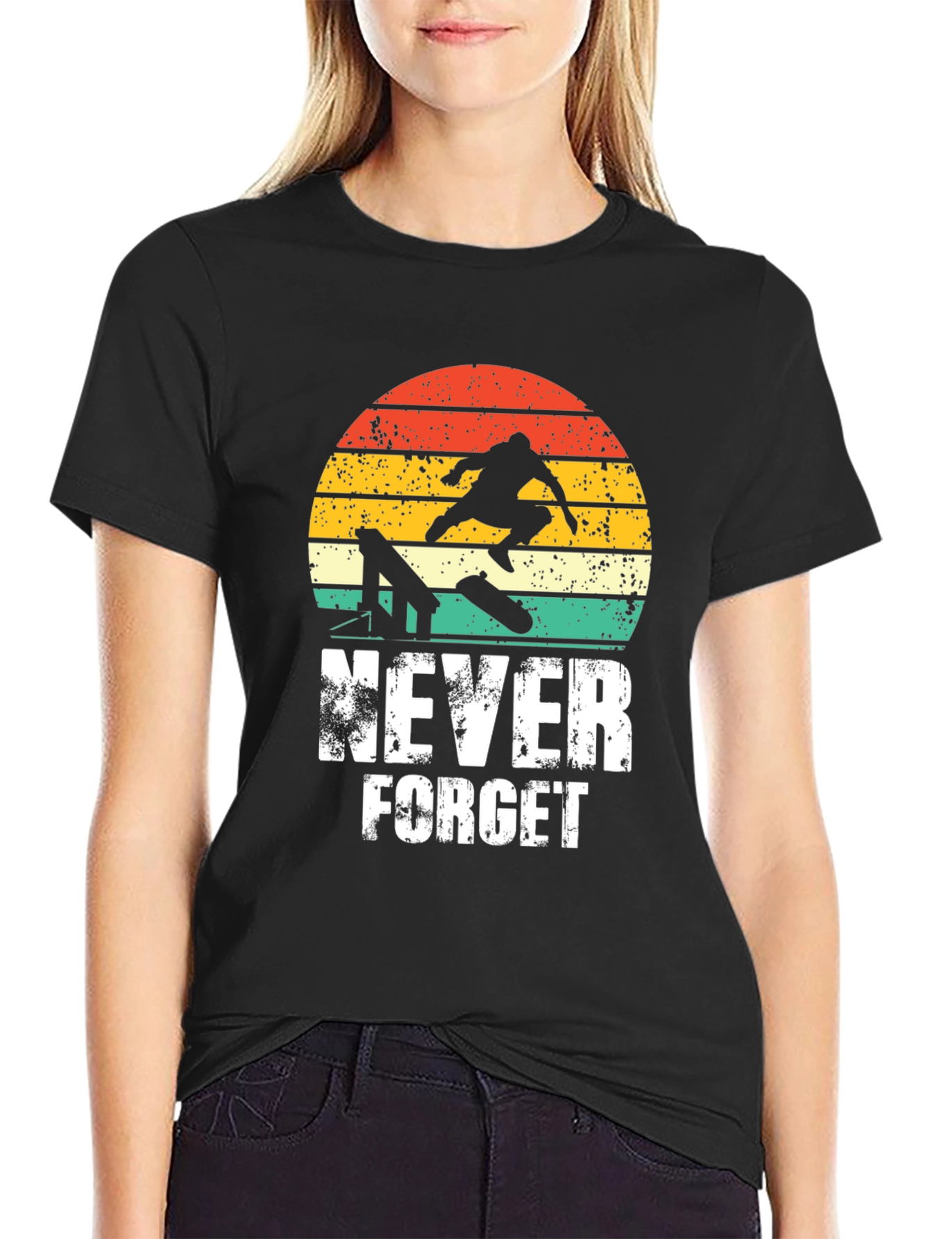 Retro Skateboard Never Forget Graphic Tee
