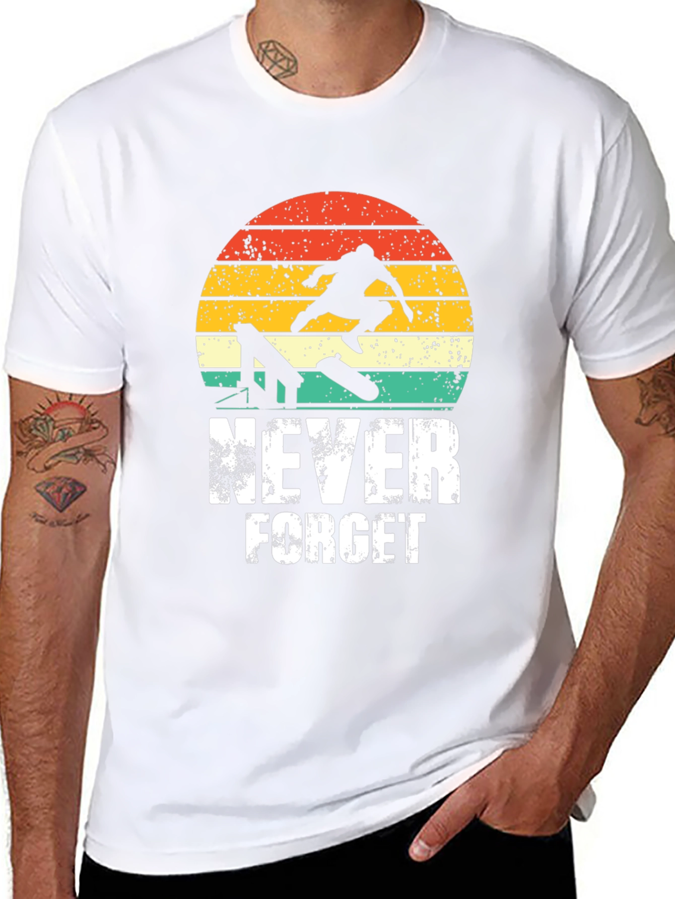 Retro Skateboard Never Forget Graphic Tee