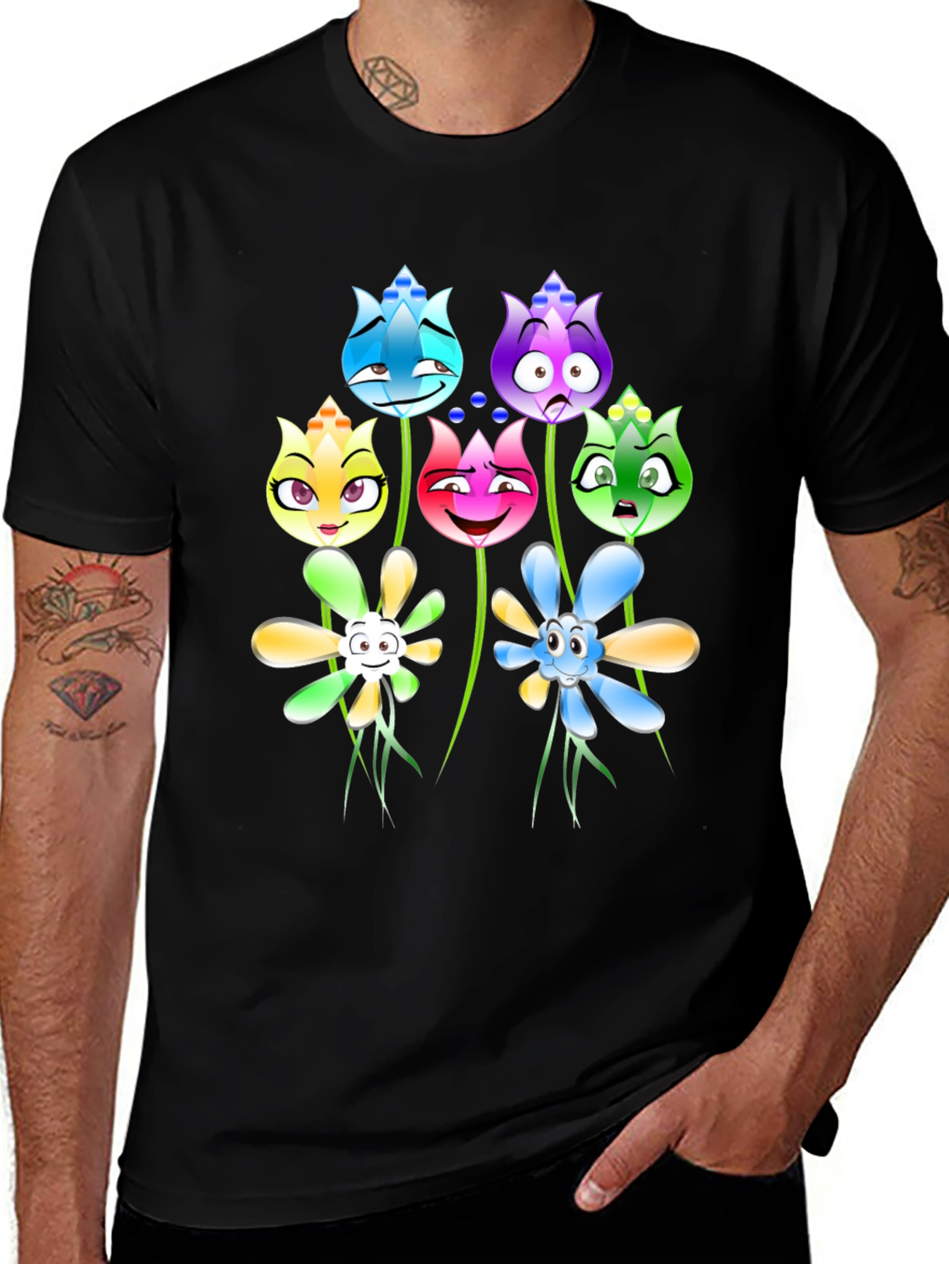 Cartoon Flower Graphic T-Shirt