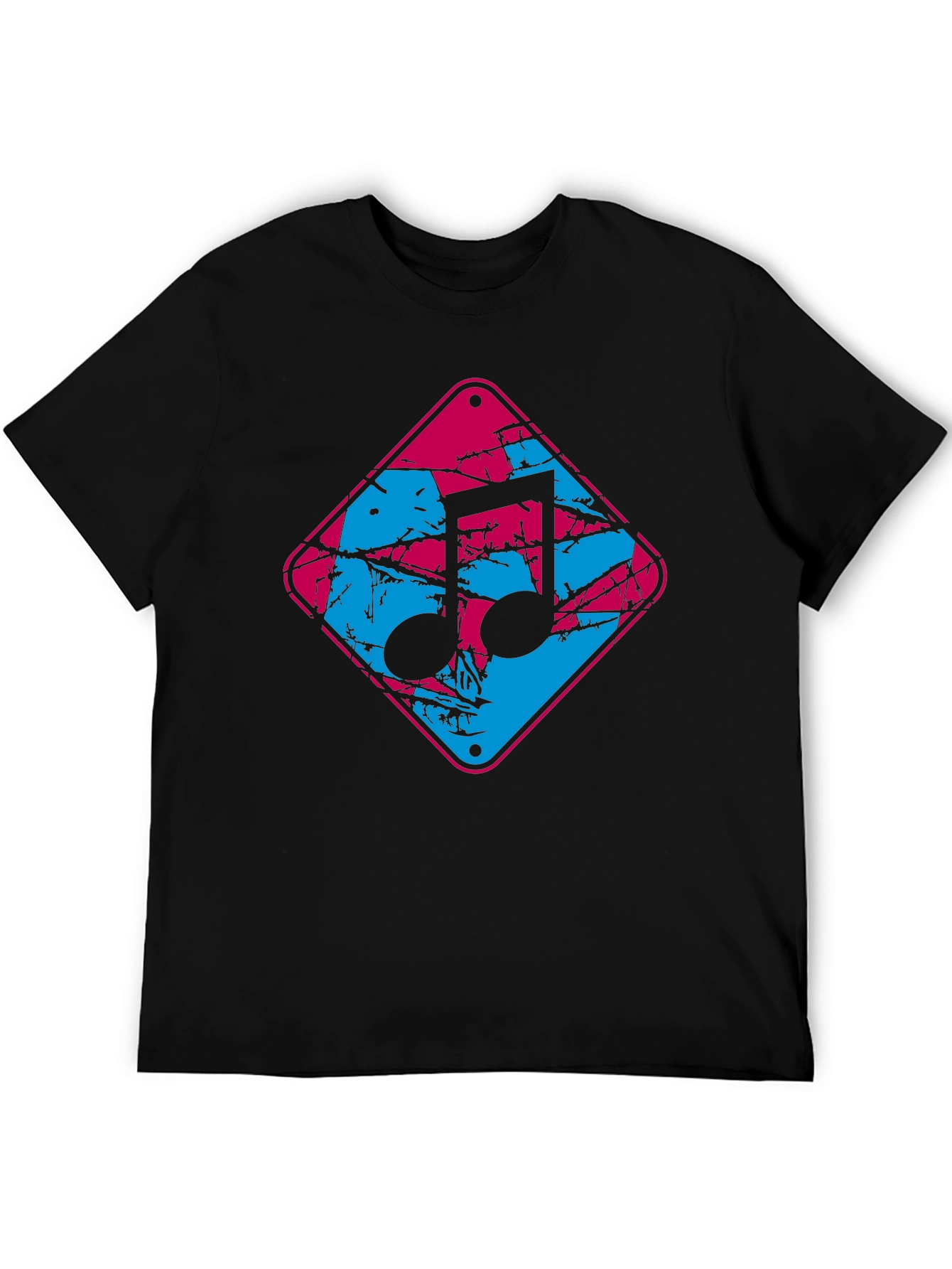 Retro Music Note Graphic Black T-Shirt