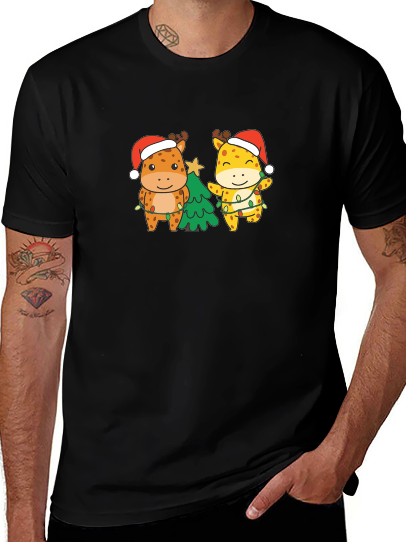 Christmas Giraffe T-Shirt - Holiday Gift