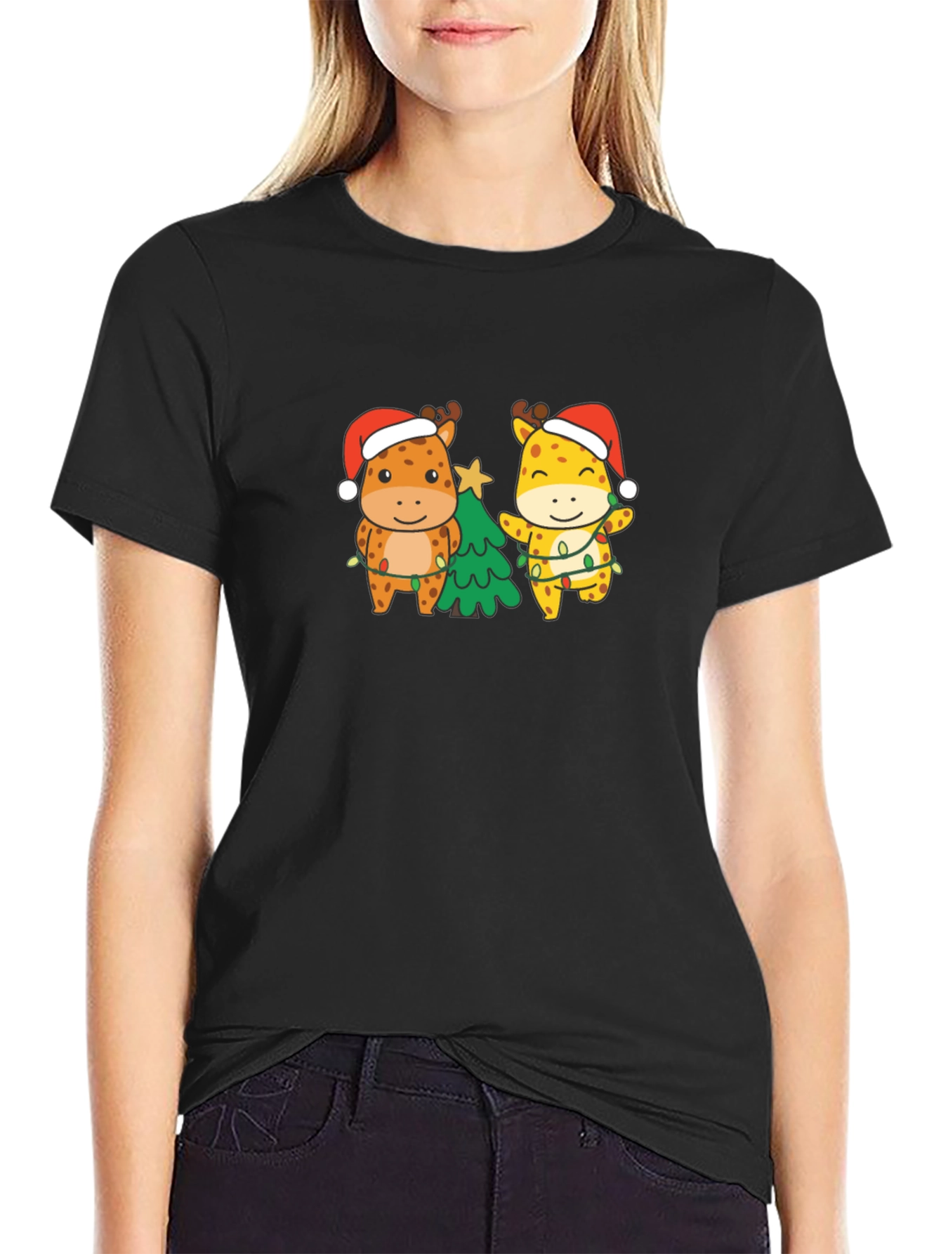 Christmas Giraffe T-Shirt - Holiday Gift