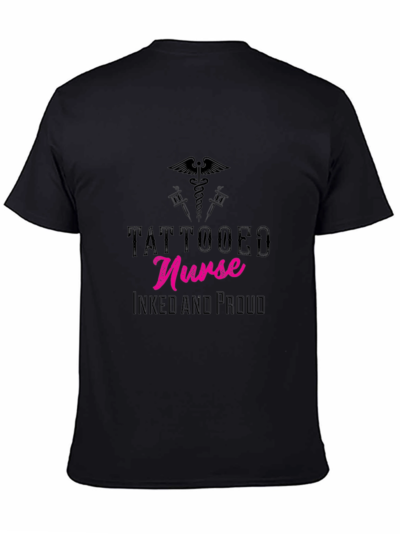 Tattooed Nurse Inked and Proud Black T-Shirt