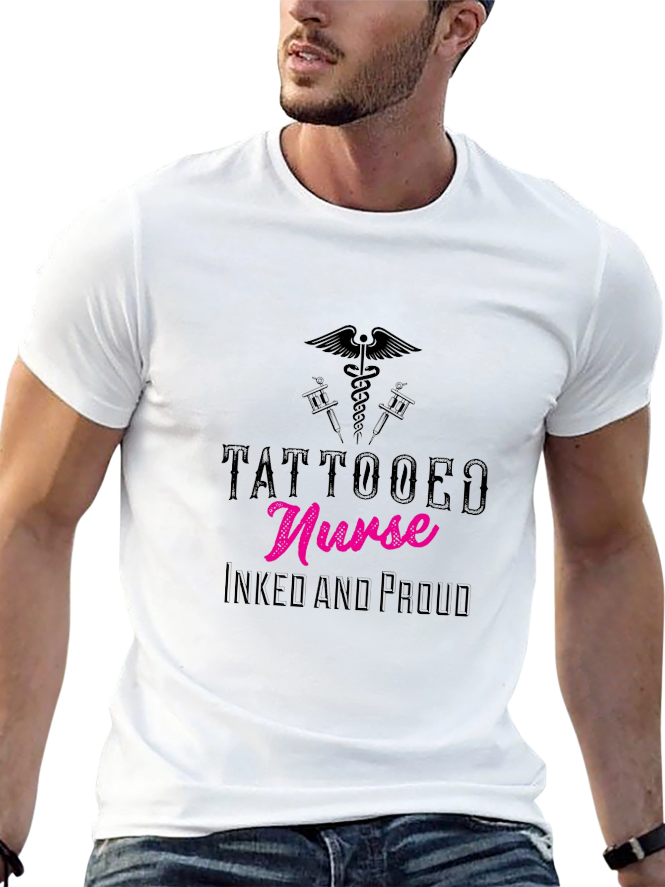 Tattooed Nurse Inked and Proud Black T-Shirt