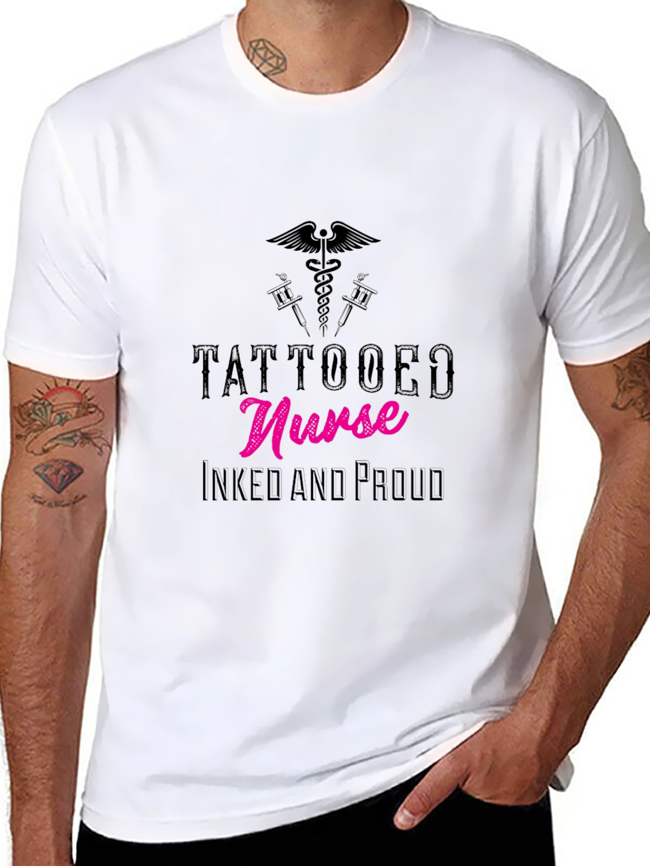 Tattooed Nurse Inked and Proud Black T-Shirt