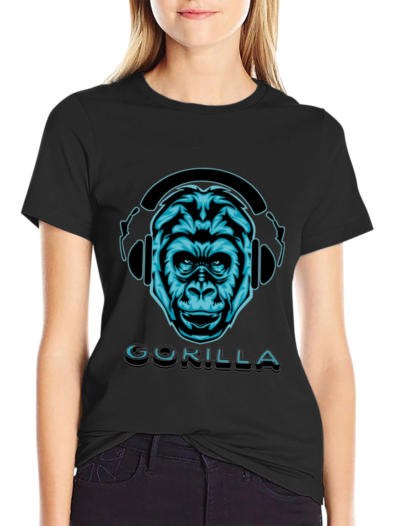 Gorilla Headphones Graphic Tee - Cool Animal Design