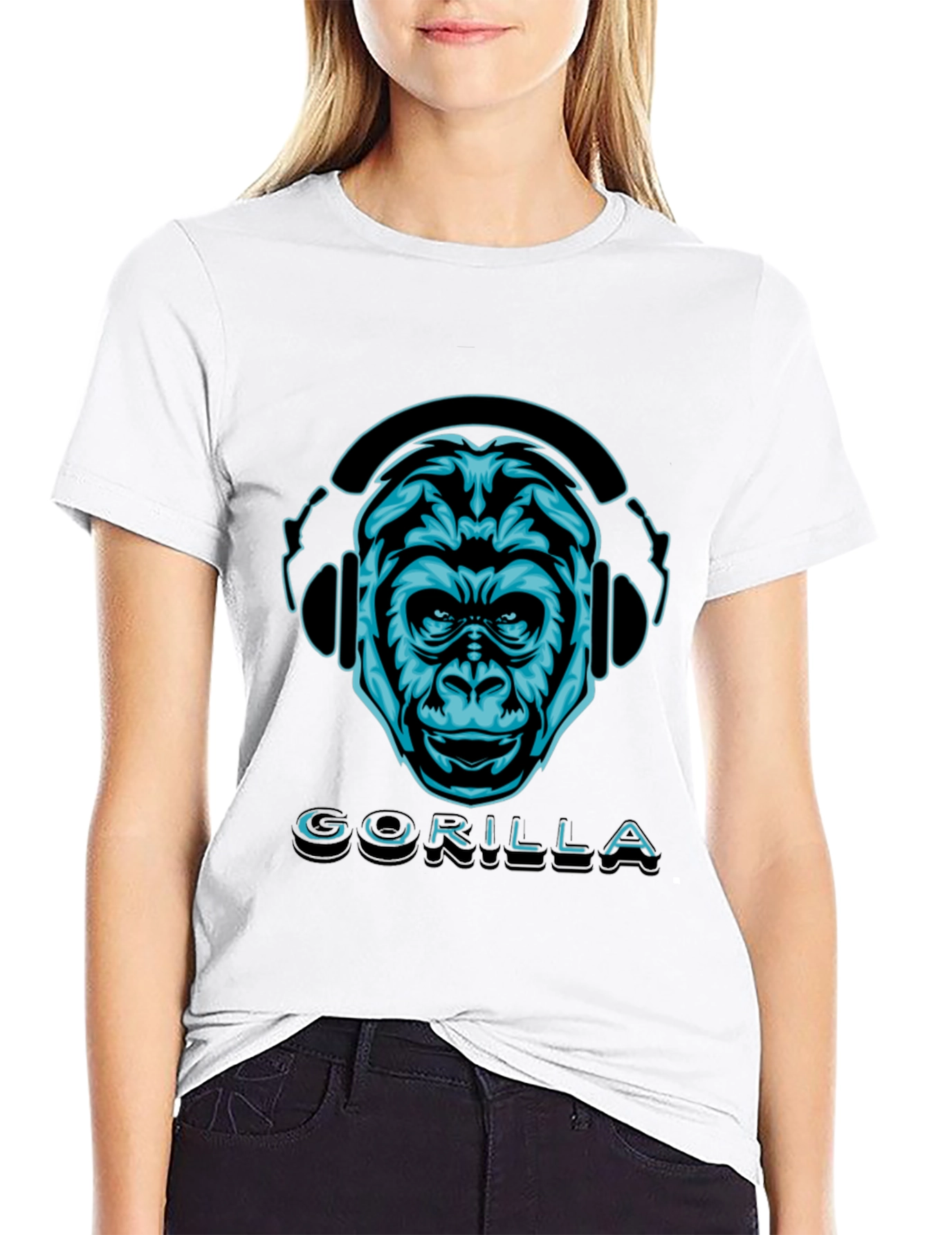 Gorilla Headphones Graphic Tee - Cool Animal Design
