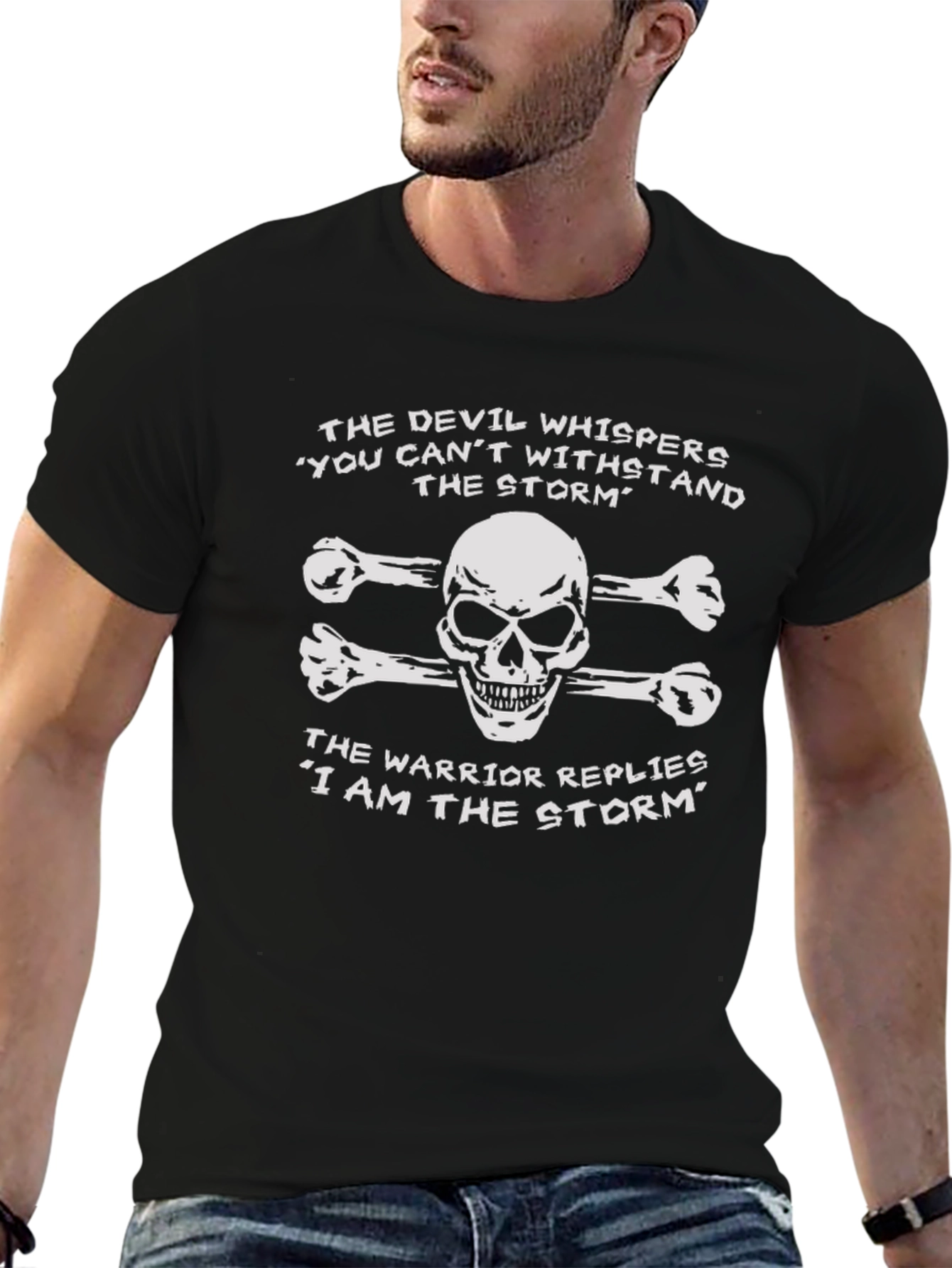 Devil vs Warrior Skull Graphic T-Shirt