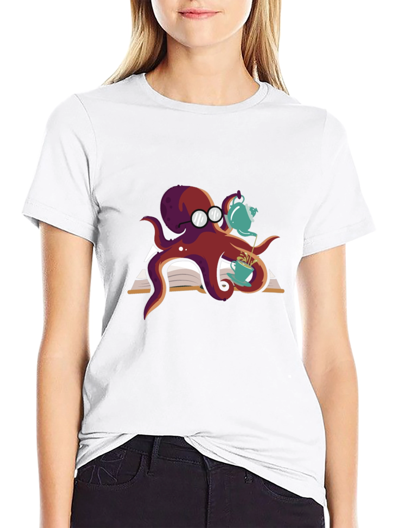 Bookish Octopus T-Shirt - Tea Time!
