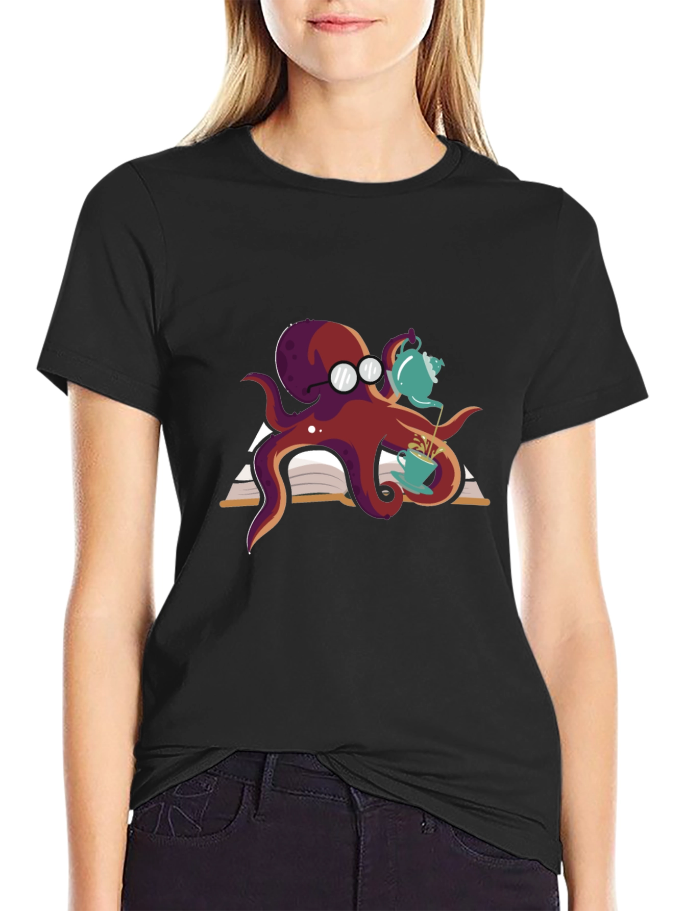 Bookish Octopus T-Shirt - Tea Time!