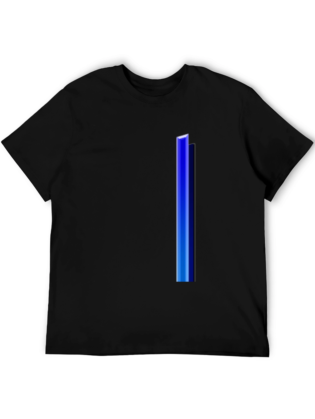 Mens Black T-Shirt with Blue Stripe Design