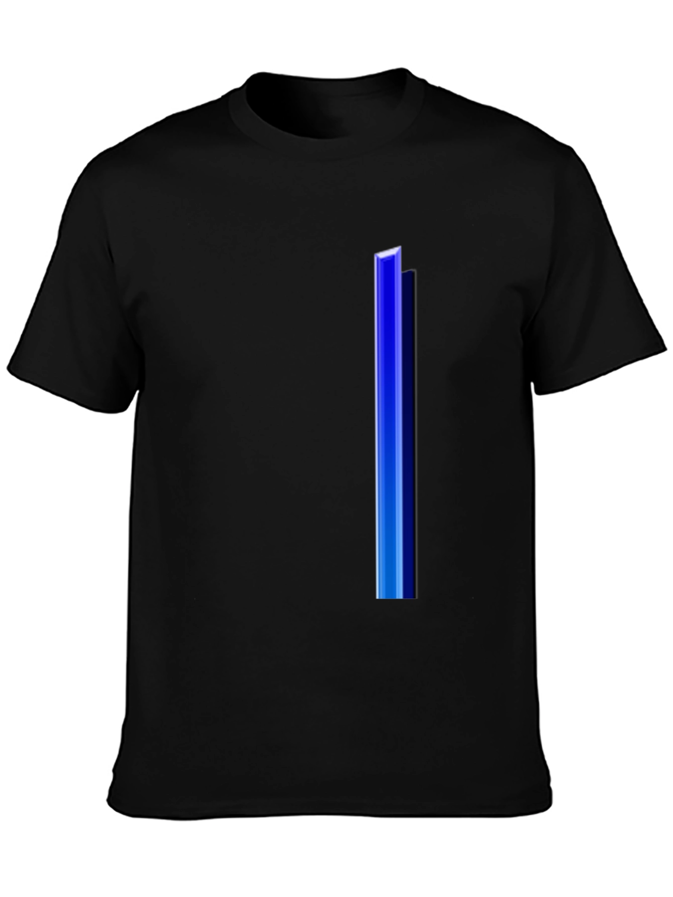 Mens Black T-Shirt with Blue Stripe Design