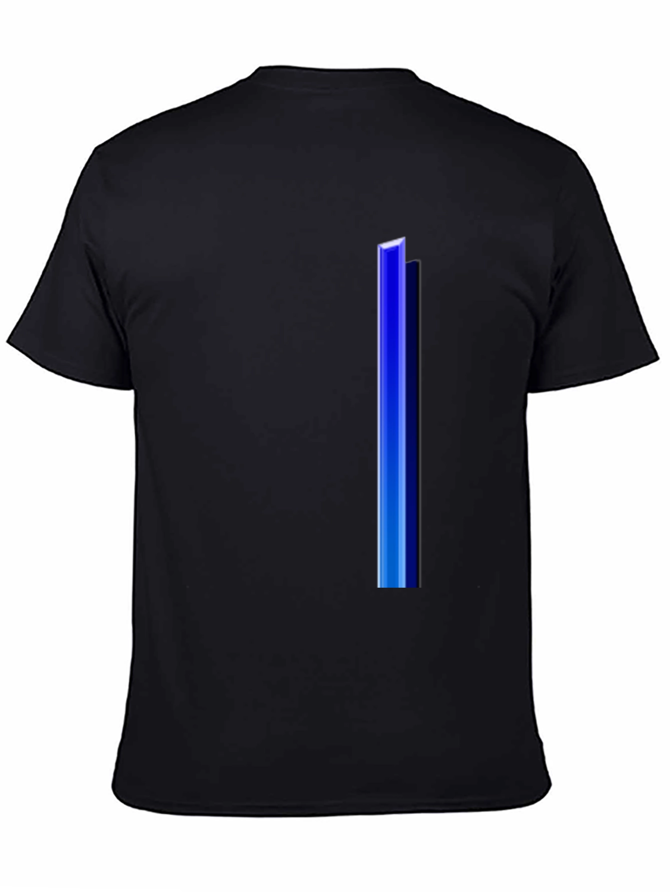 Mens Black T-Shirt with Blue Stripe Design