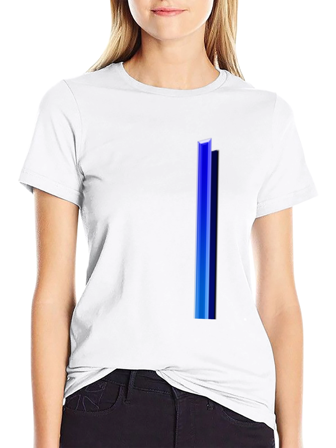 Mens Black T-Shirt with Blue Stripe Design