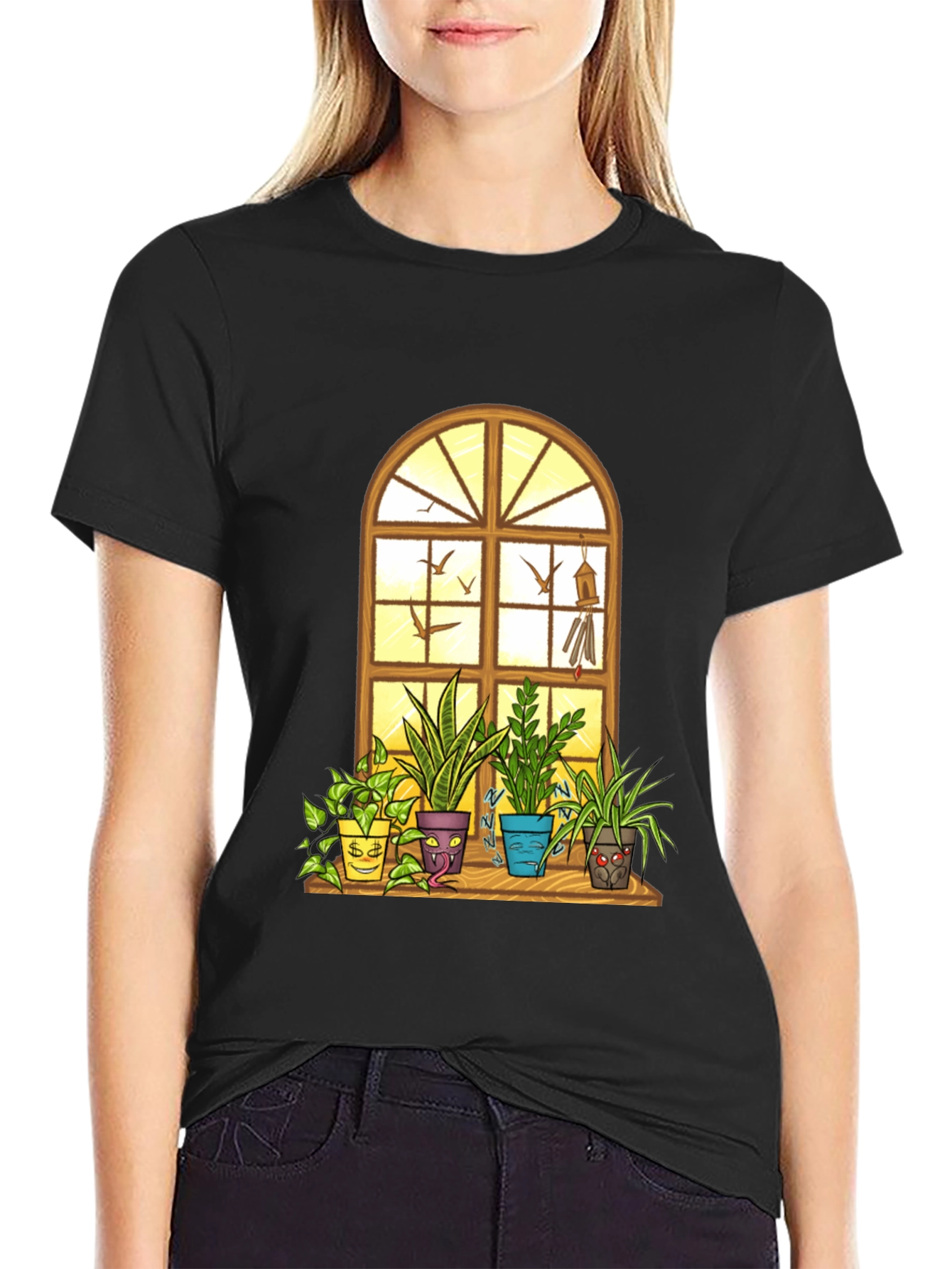 Mens Novelty Potted Plants Graphic T-Shirt