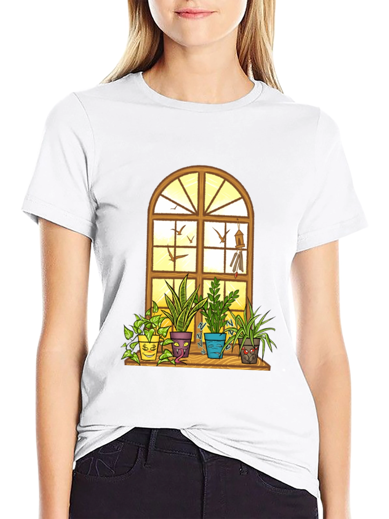 Mens Novelty Potted Plants Graphic T-Shirt