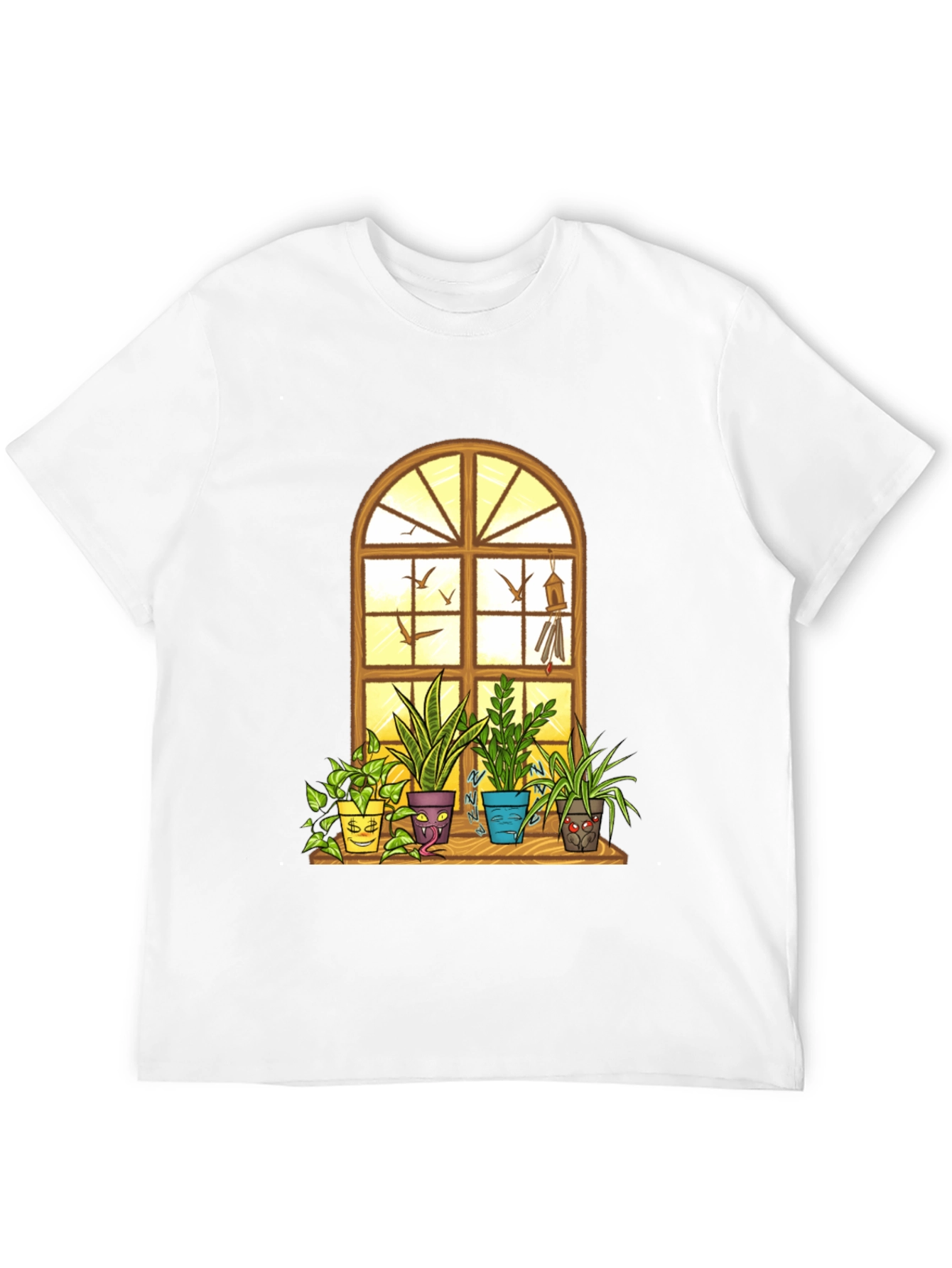 Mens Novelty Potted Plants Graphic T-Shirt