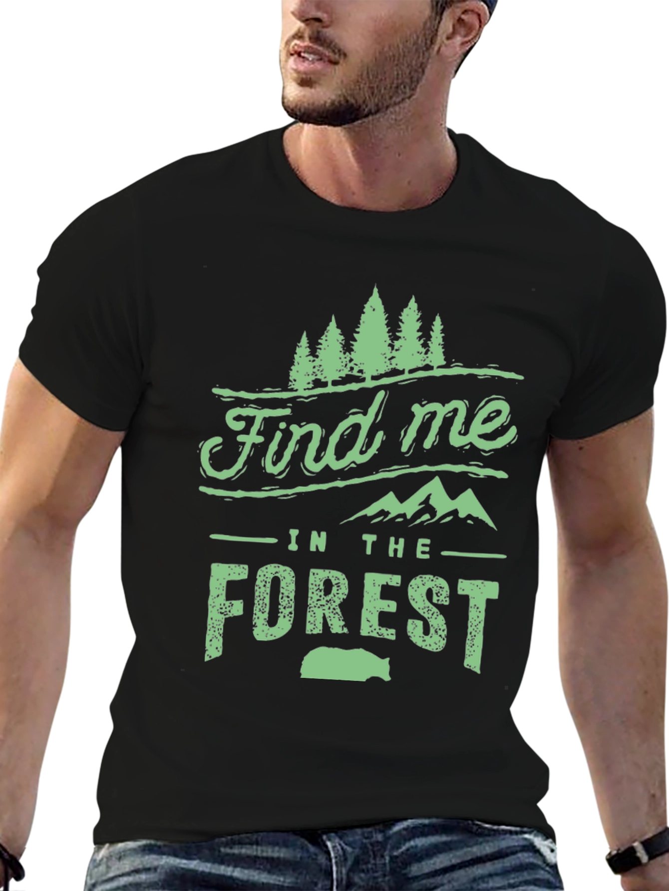 Find Me in The Forest Black Graphic Tee
