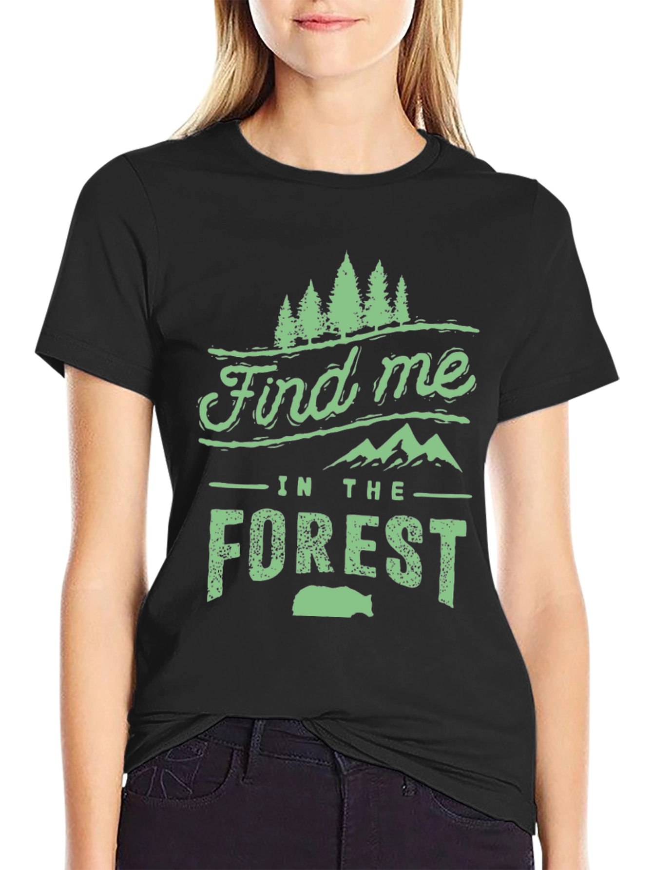 Find Me in The Forest Black Graphic Tee