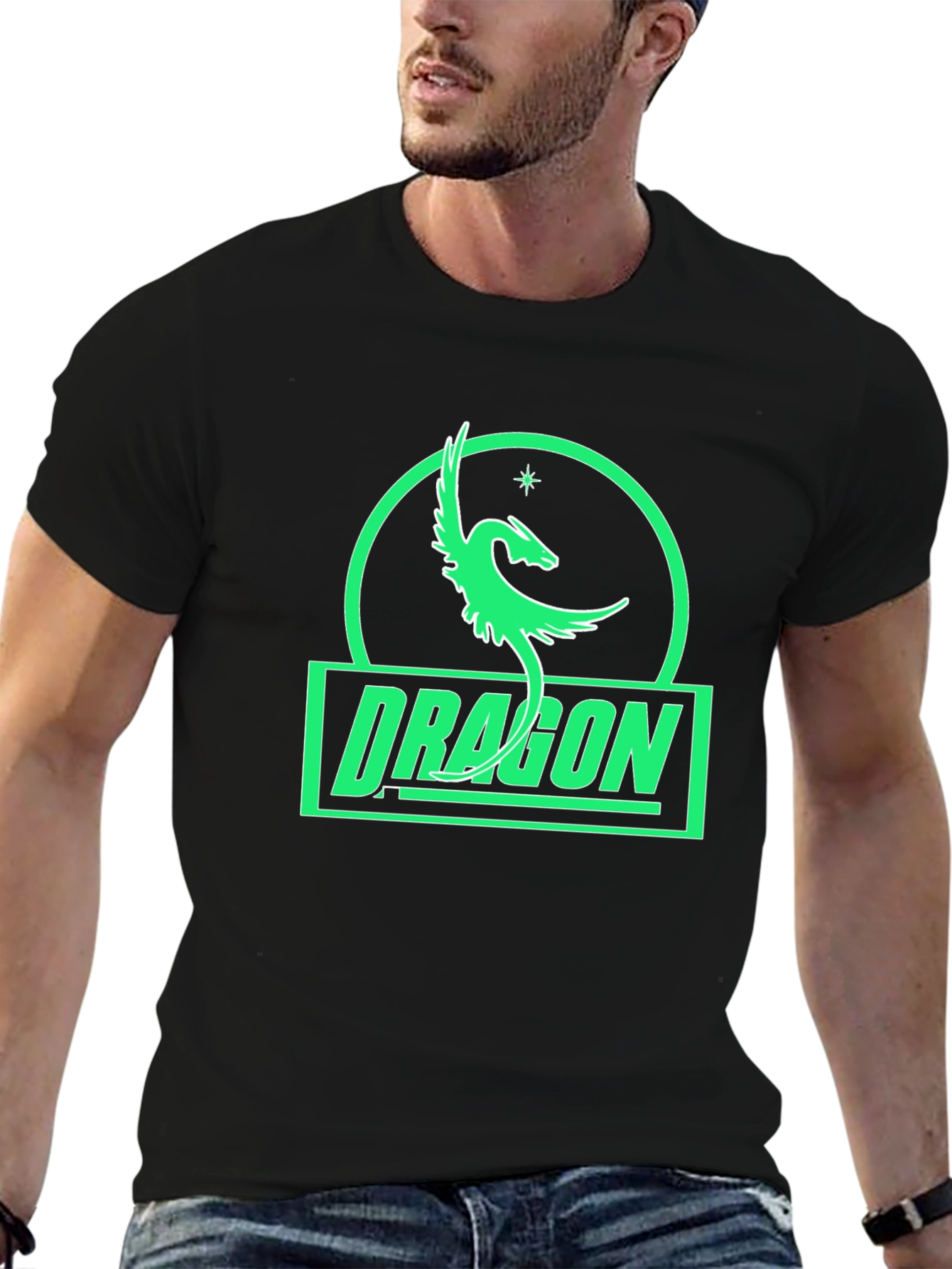 Dragon Graphic Tee - Black Cotton T-Shirt