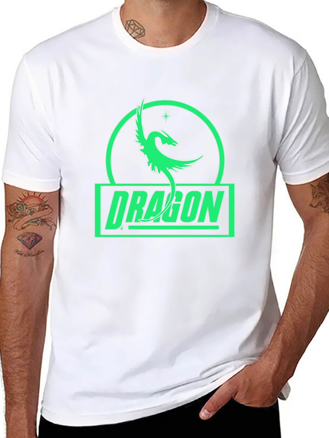 Dragon Graphic Tee - Black Cotton T-Shirt