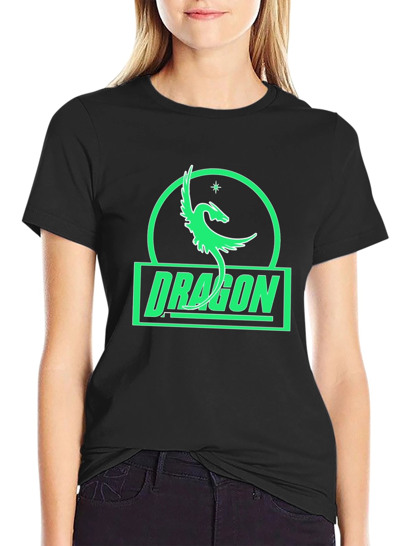 Dragon Graphic Tee - Black Cotton T-Shirt