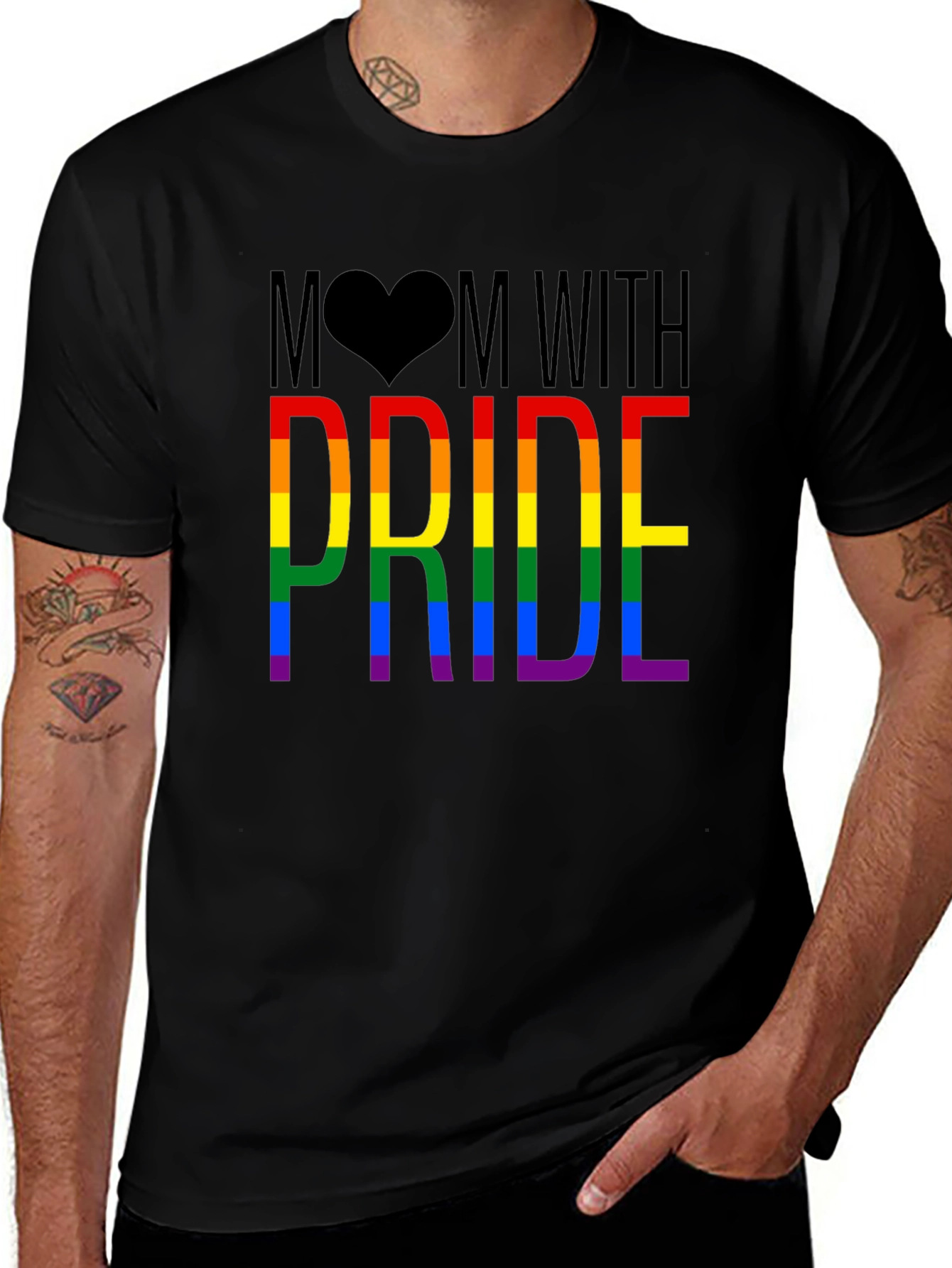 Mom With Pride Rainbow Graphic T-Shirt