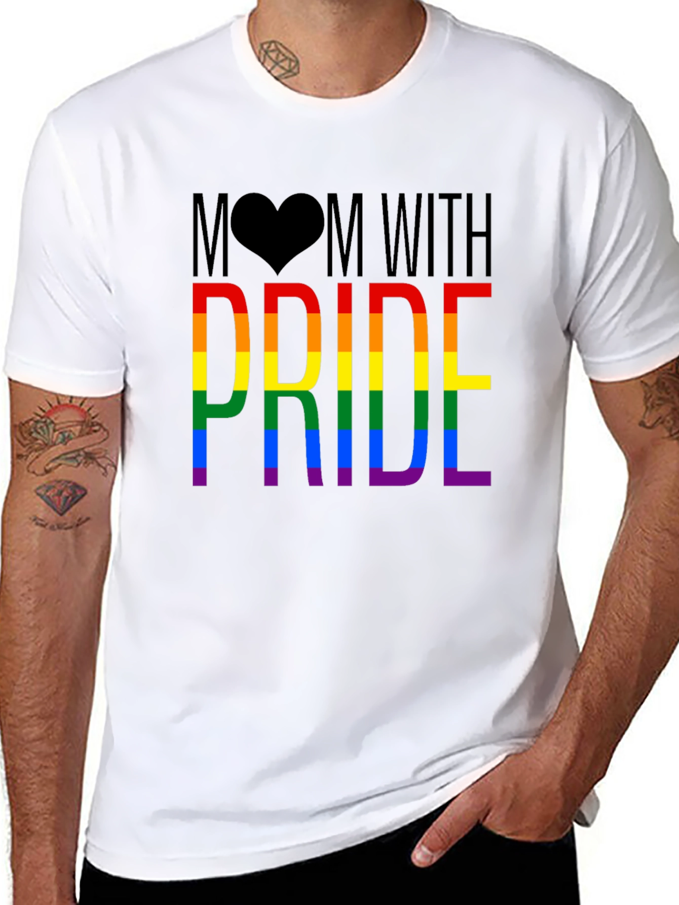 Mom With Pride Rainbow Graphic T-Shirt