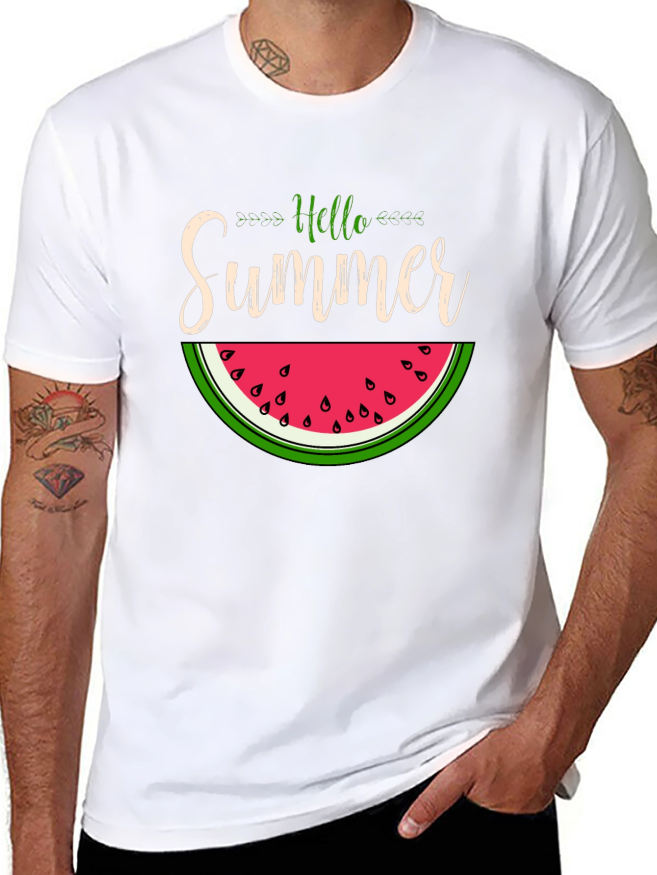 Hello Summer Watermelon Graphic T-Shirt