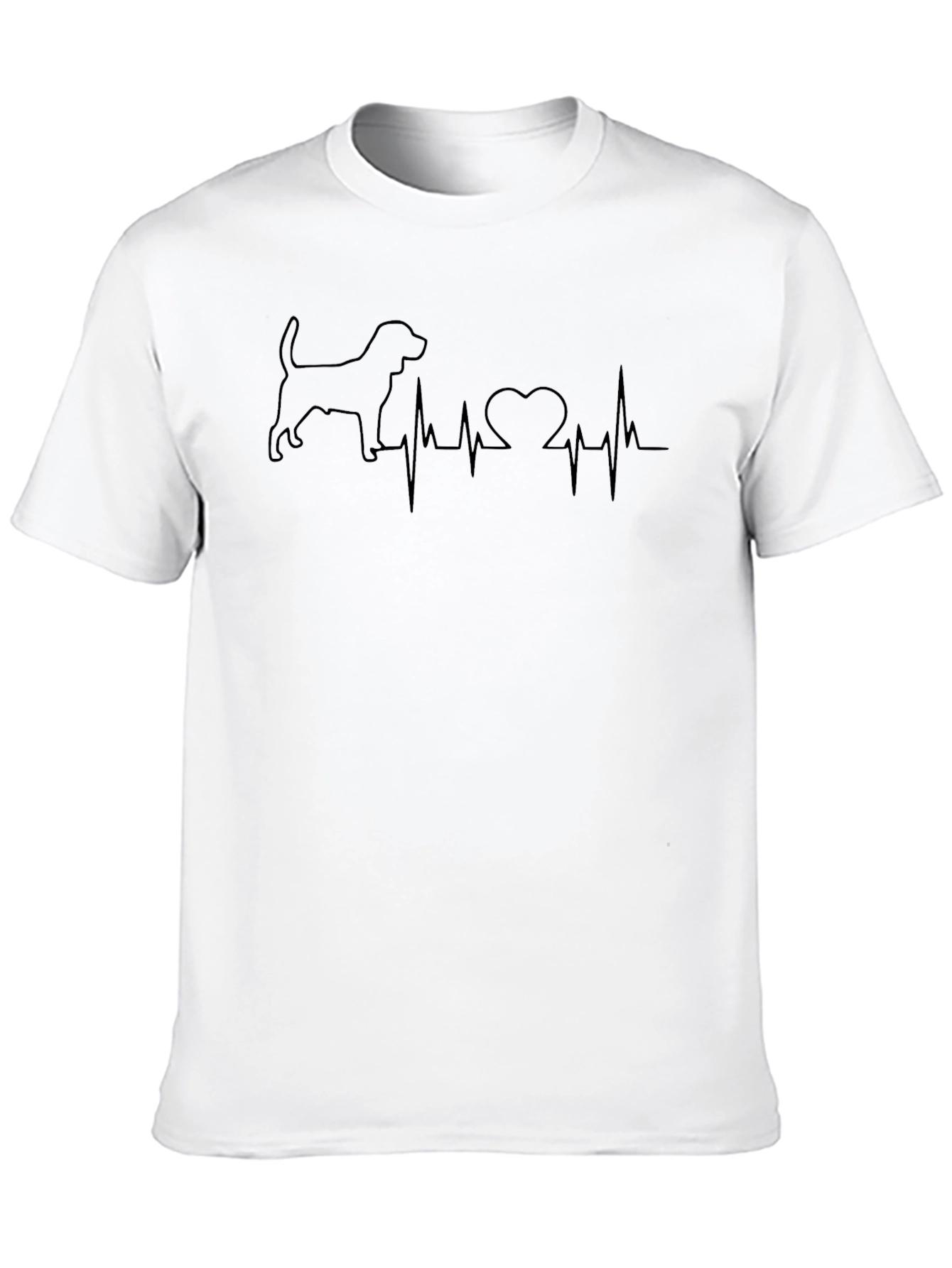 Dog Lover Heartbeat Tee - Mens Black T-Shirt