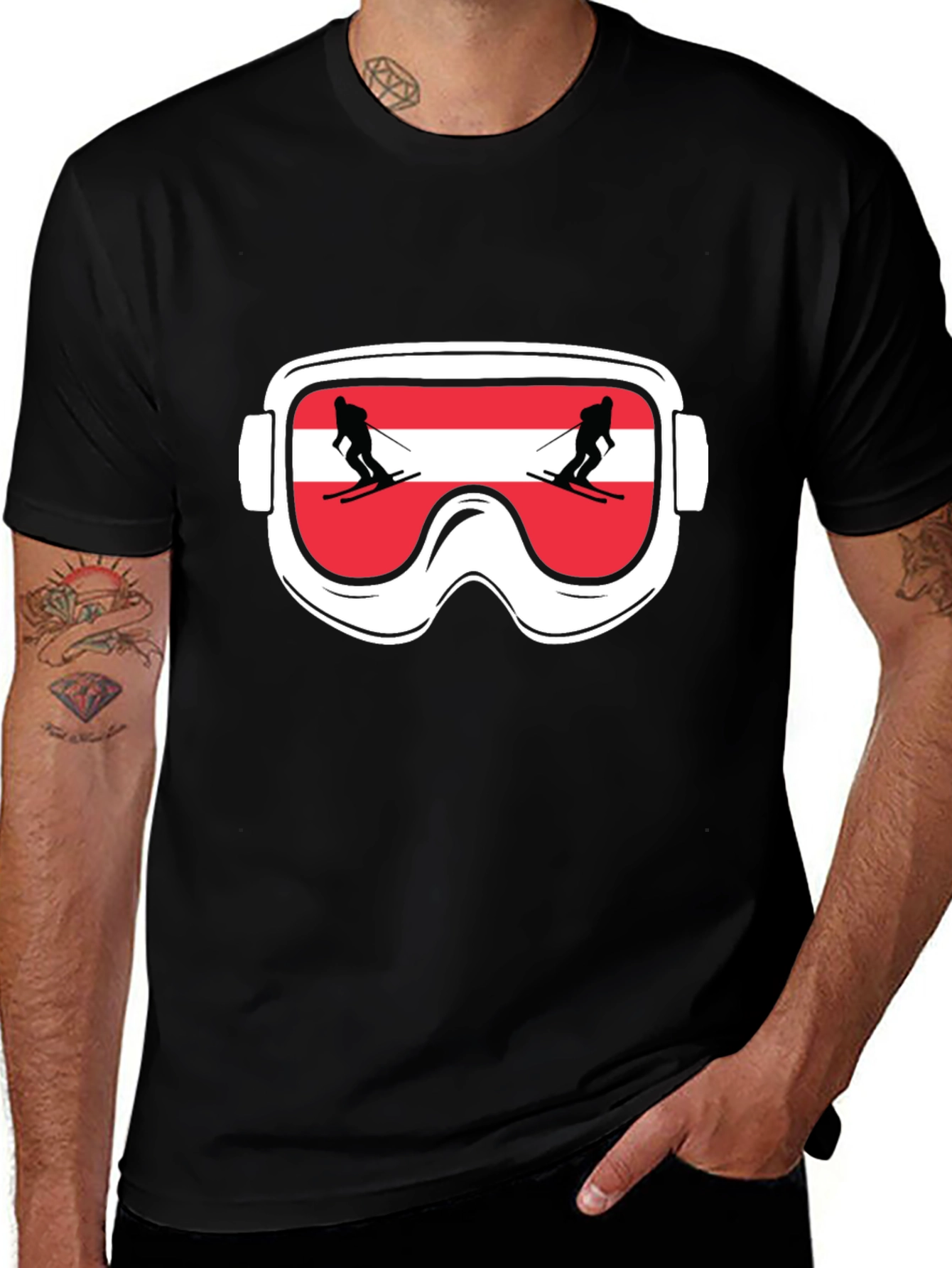 Ski Goggles Austria Flag Graphic Tee