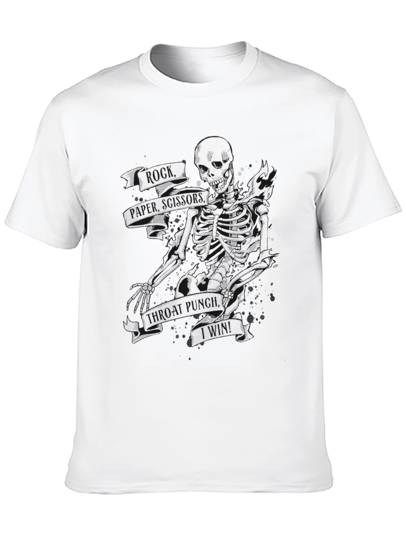 Rock Paper Scissors Throat Punch Skeleton T-Shirt