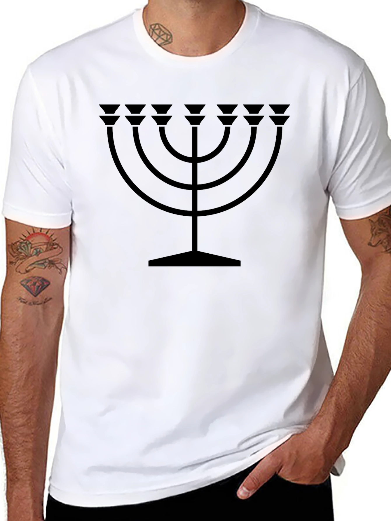 Menorah Graphic Black T-Shirt