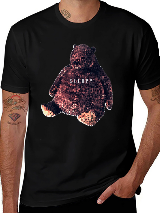 Geometric Bear Graphic Tee - Sleepy Design