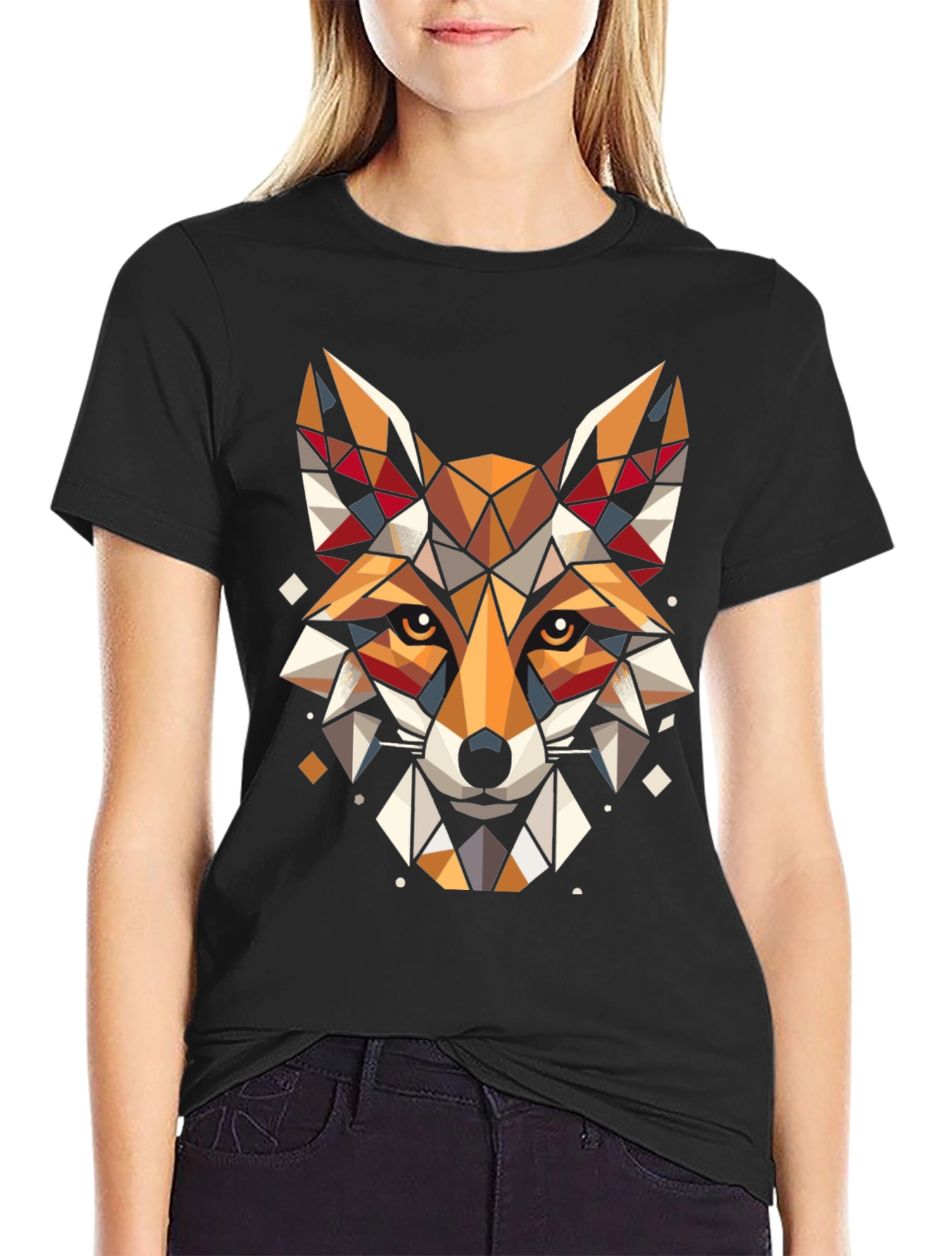 Geometric Fox Graphic Tee - Stylish Unisex T-Shirt
