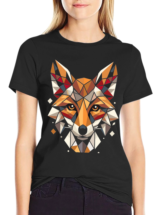 Geometric Fox Graphic Tee - Stylish Unisex T-Shirt