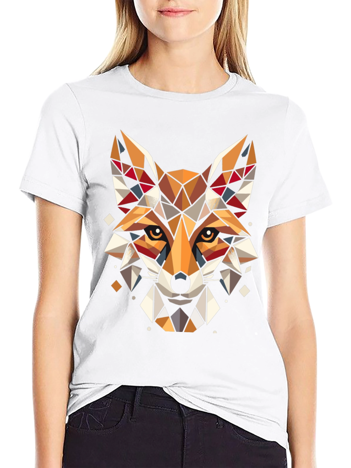 Geometric Fox Graphic Tee - Stylish Unisex T-Shirt